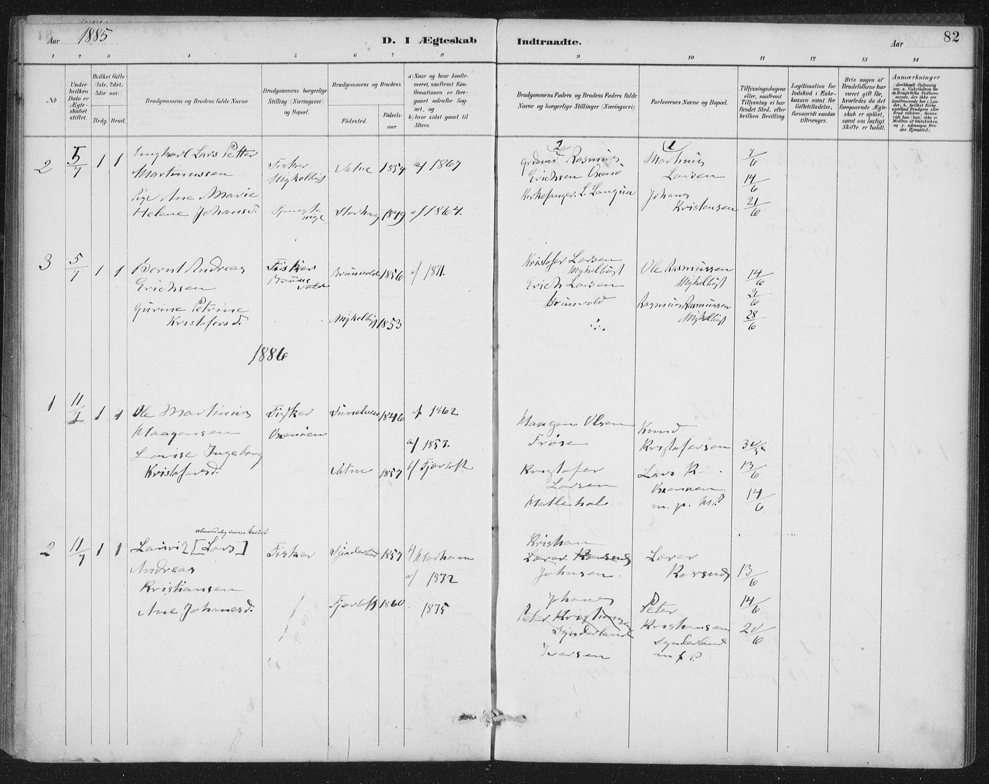 Ministerialprotokoller, klokkerbøker og fødselsregistre - Møre og Romsdal, AV/SAT-A-1454/538/L0522: Parish register (official) no. 538A01, 1884-1913, p. 82