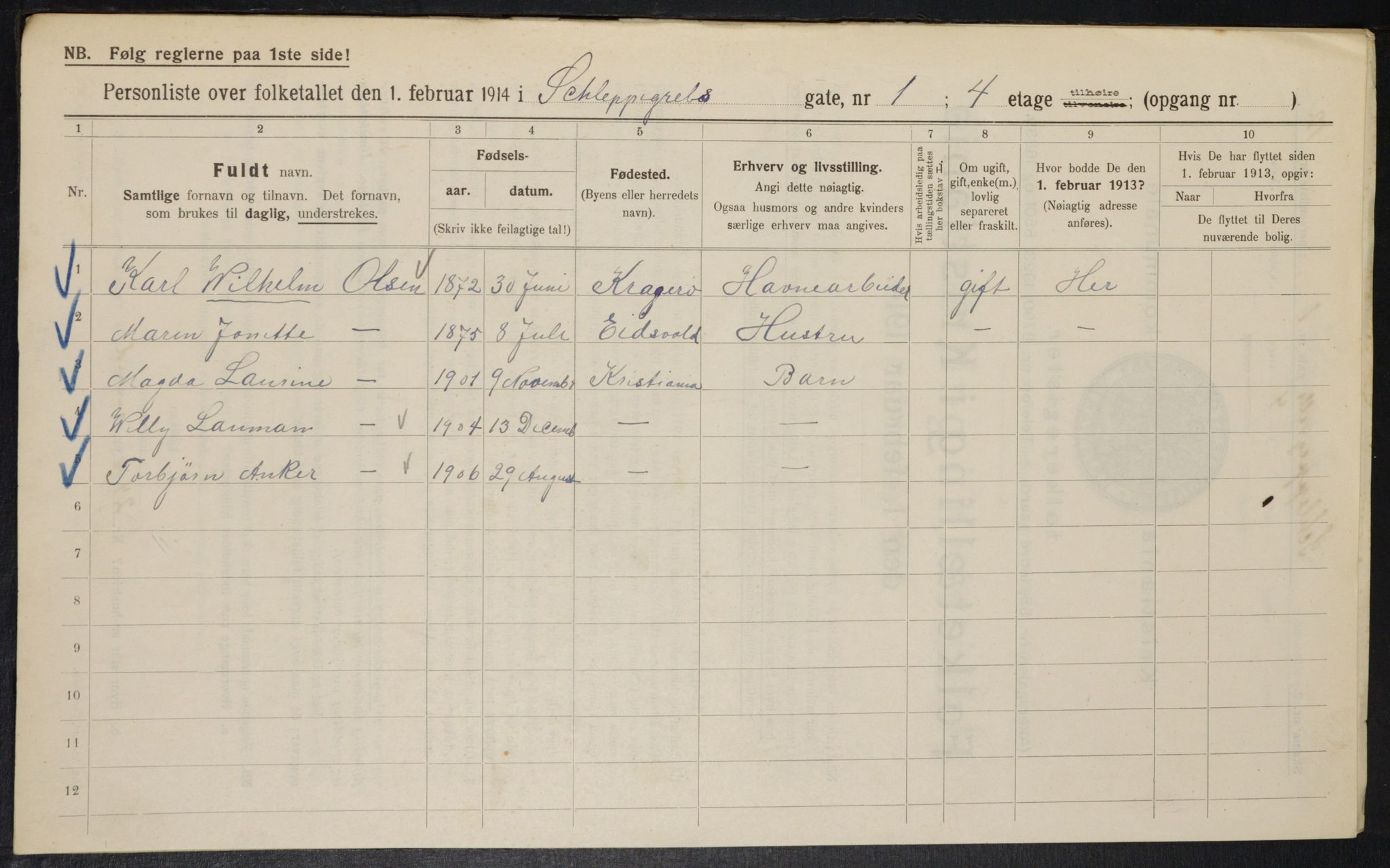 OBA, Municipal Census 1914 for Kristiania, 1914, p. 89409