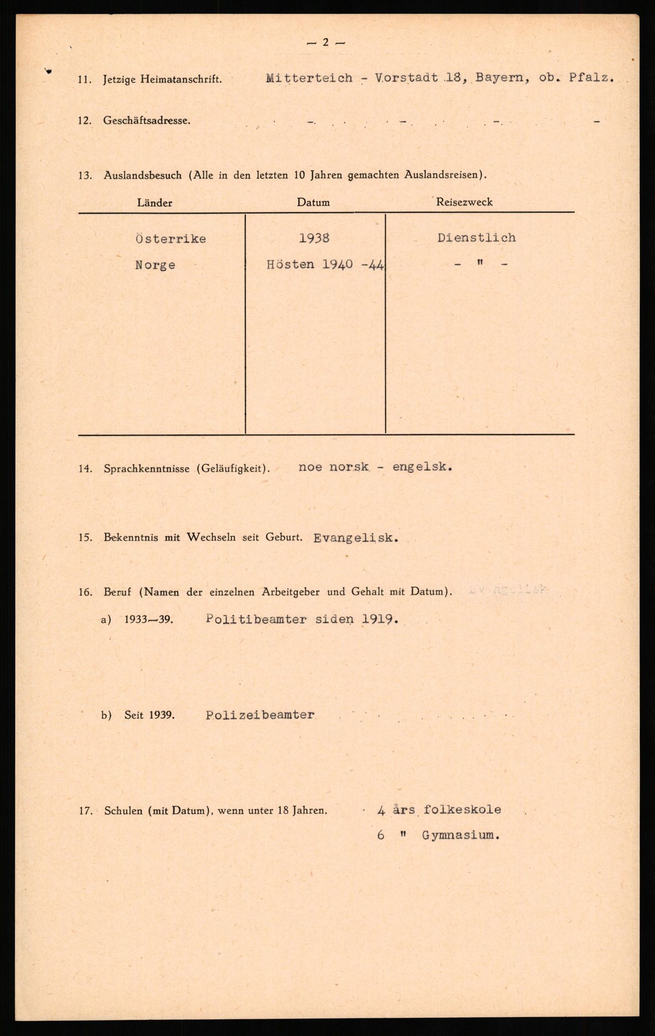 Forsvaret, Forsvarets overkommando II, AV/RA-RAFA-3915/D/Db/L0026: CI Questionaires. Tyske okkupasjonsstyrker i Norge. Tyskere., 1945-1946, p. 324