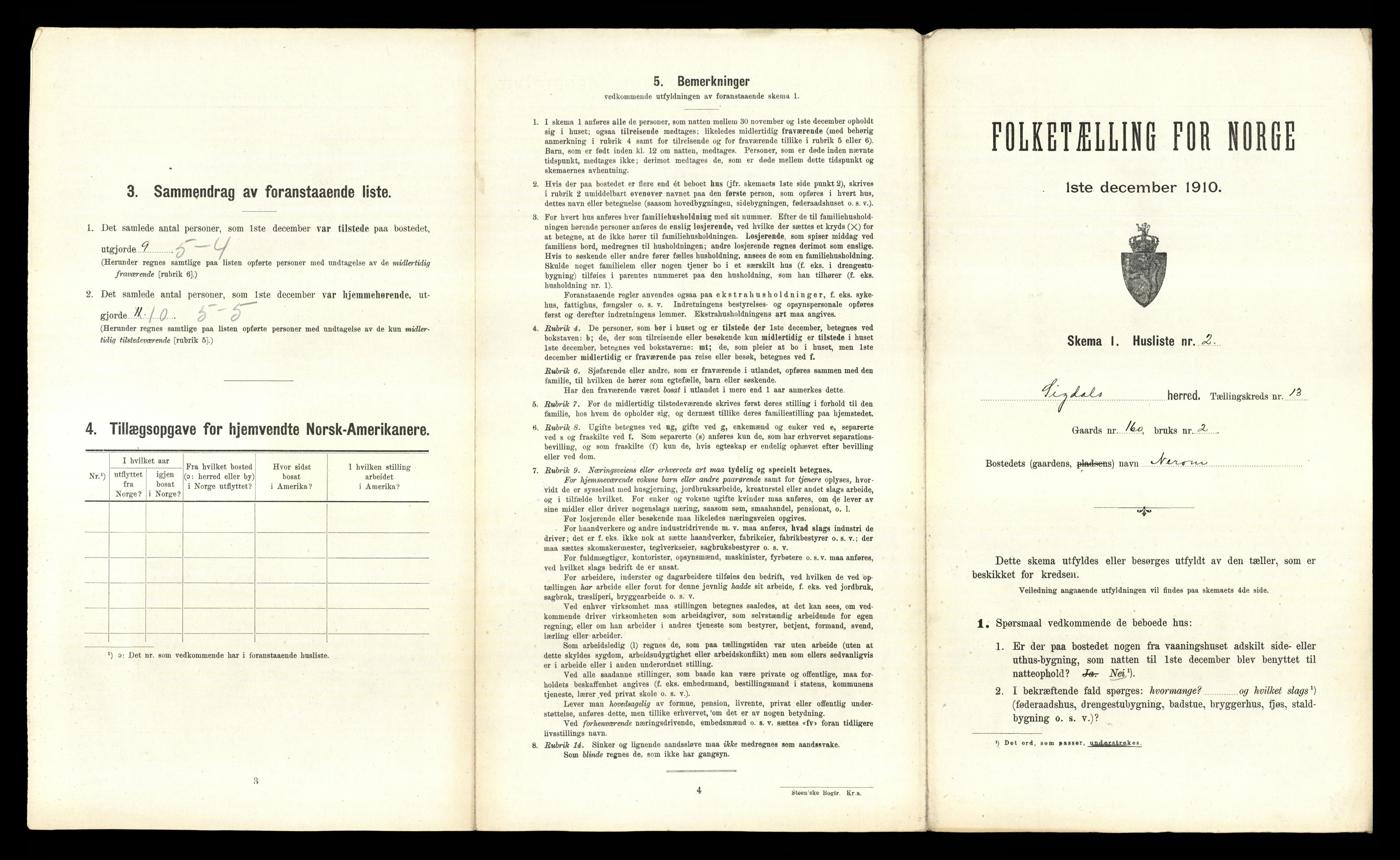 RA, 1910 census for Sigdal, 1910, p. 1330