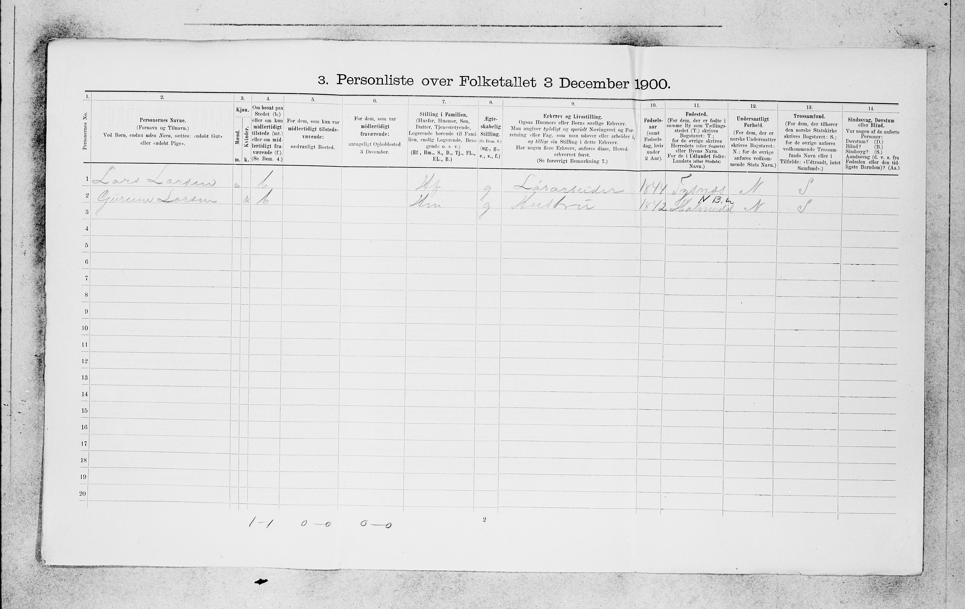 SAB, 1900 census for Bergen, 1900, p. 1495