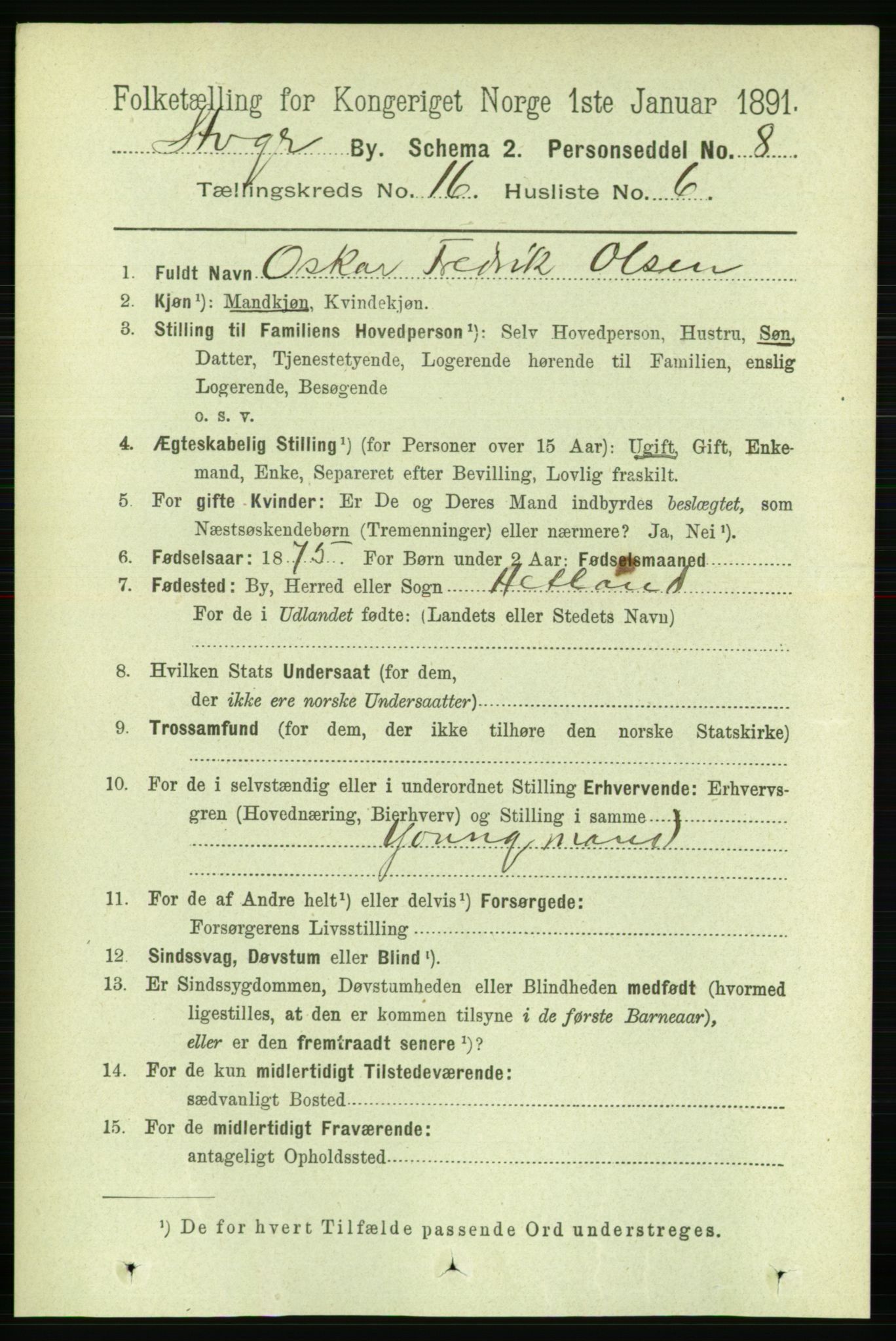 RA, 1891 census for 1103 Stavanger, 1891, p. 18905