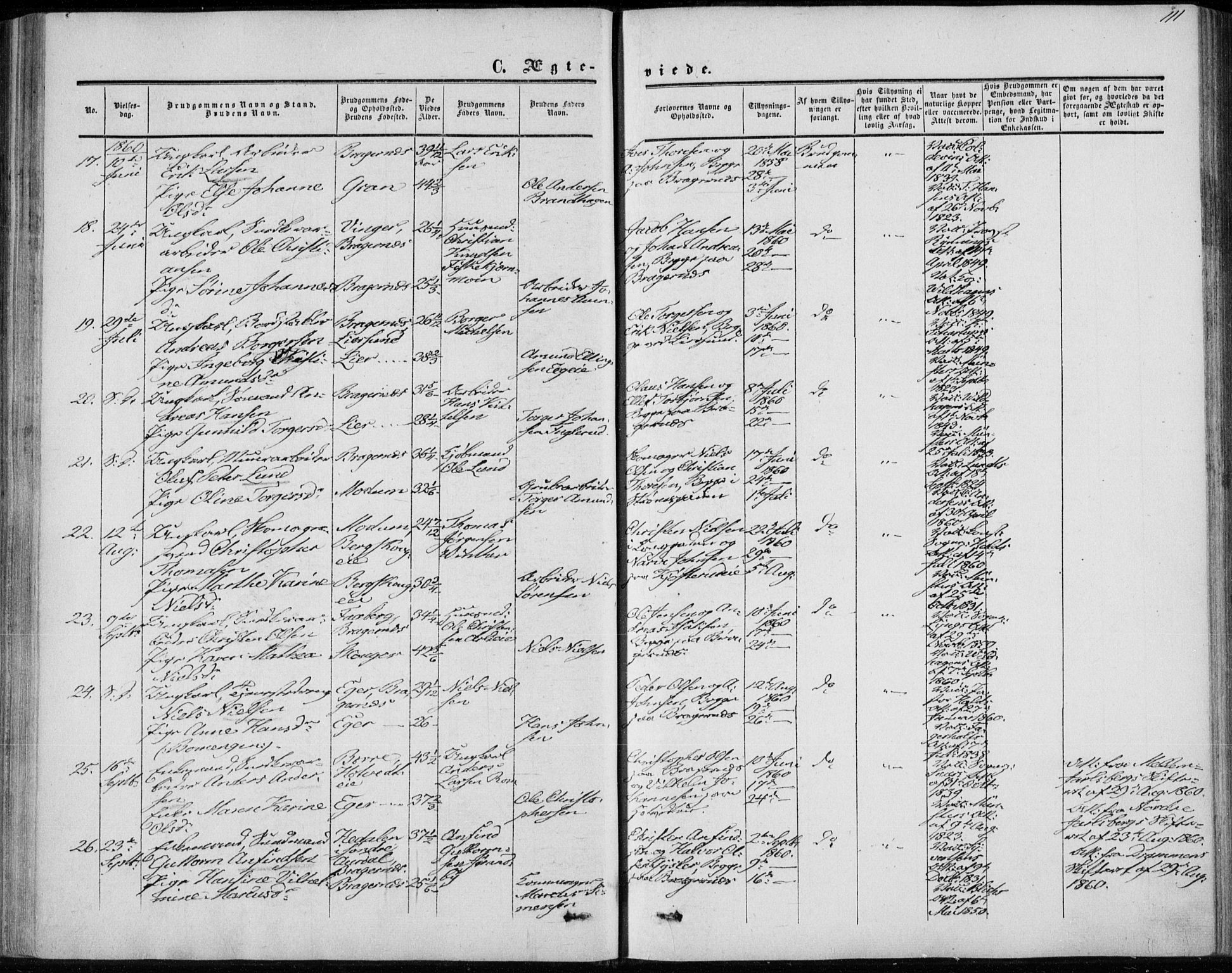 Bragernes kirkebøker, AV/SAKO-A-6/F/Fc/L0002: Parish register (official) no. III 2, 1854-1865, p. 111