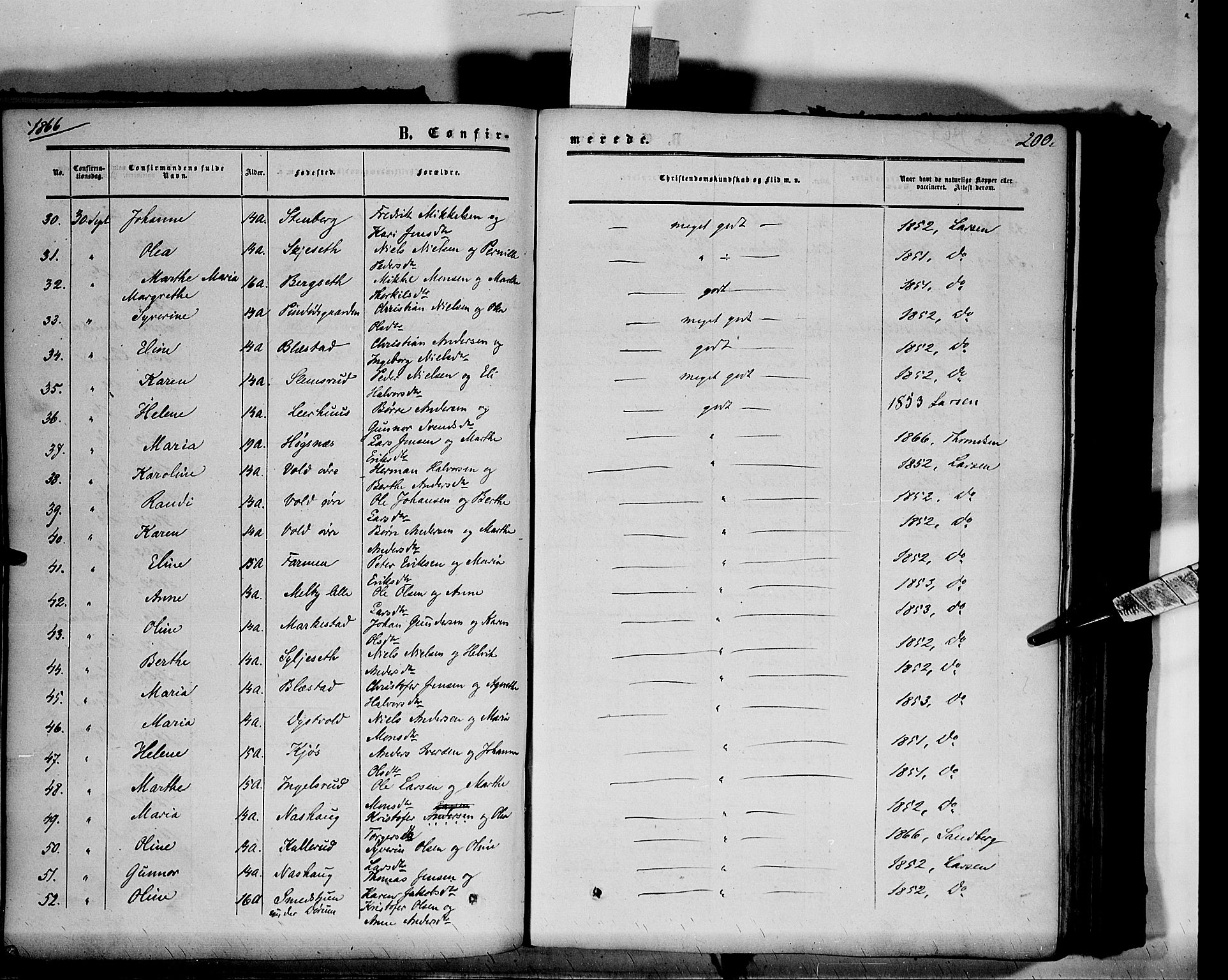 Vang prestekontor, Hedmark, AV/SAH-PREST-008/H/Ha/Haa/L0012: Parish register (official) no. 12, 1855-1870, p. 200