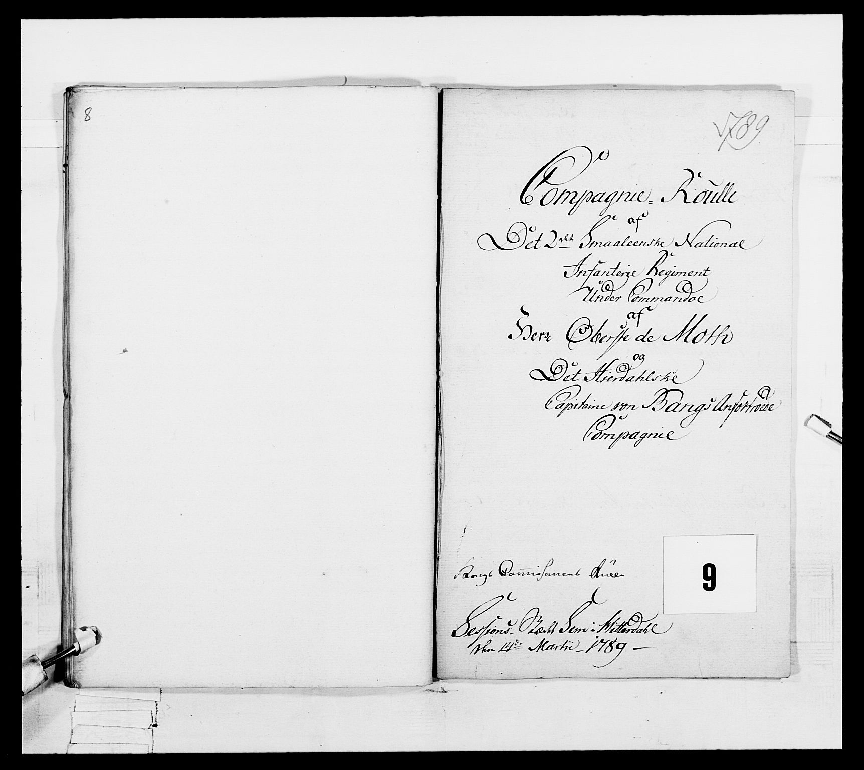 Generalitets- og kommissariatskollegiet, Det kongelige norske kommissariatskollegium, RA/EA-5420/E/Eh/L0056: 2. Smålenske nasjonale infanteriregiment, 1789, p. 202