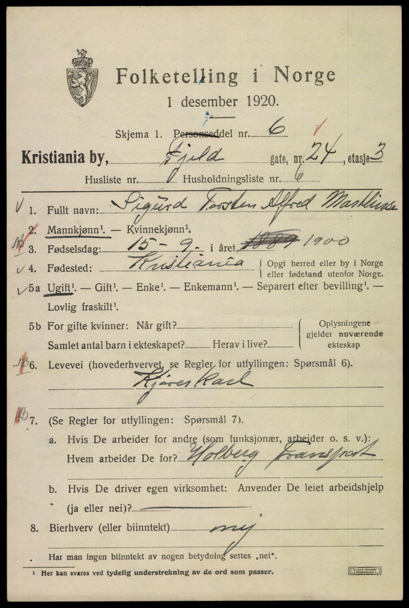 SAO, 1920 census for Kristiania, 1920, p. 229655