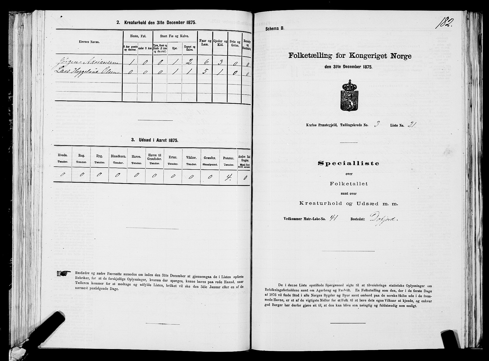 SATØ, 1875 census for 1936P Karlsøy, 1875, p. 2182