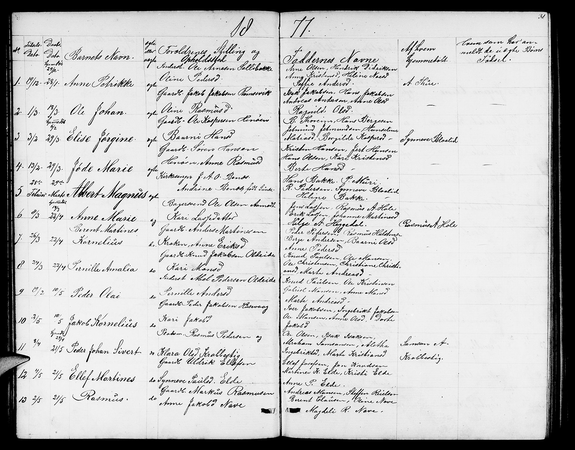Davik sokneprestembete, SAB/A-79701/H/Hab/Habc/L0001: Parish register (copy) no. C 1, 1866-1888, p. 31
