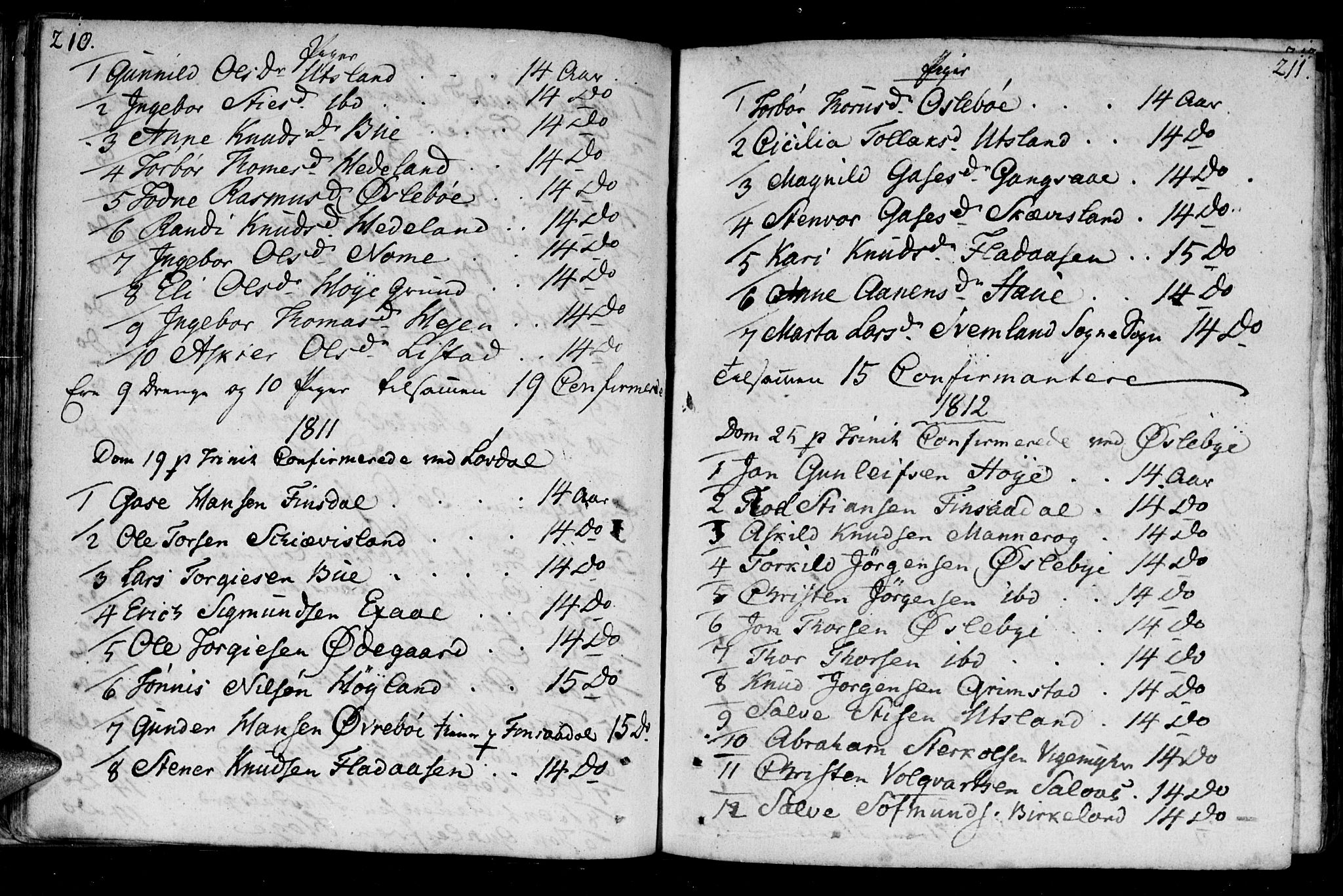 Holum sokneprestkontor, SAK/1111-0022/F/Fa/Fac/L0001: Parish register (official) no. A 1, 1773-1820, p. 210-211