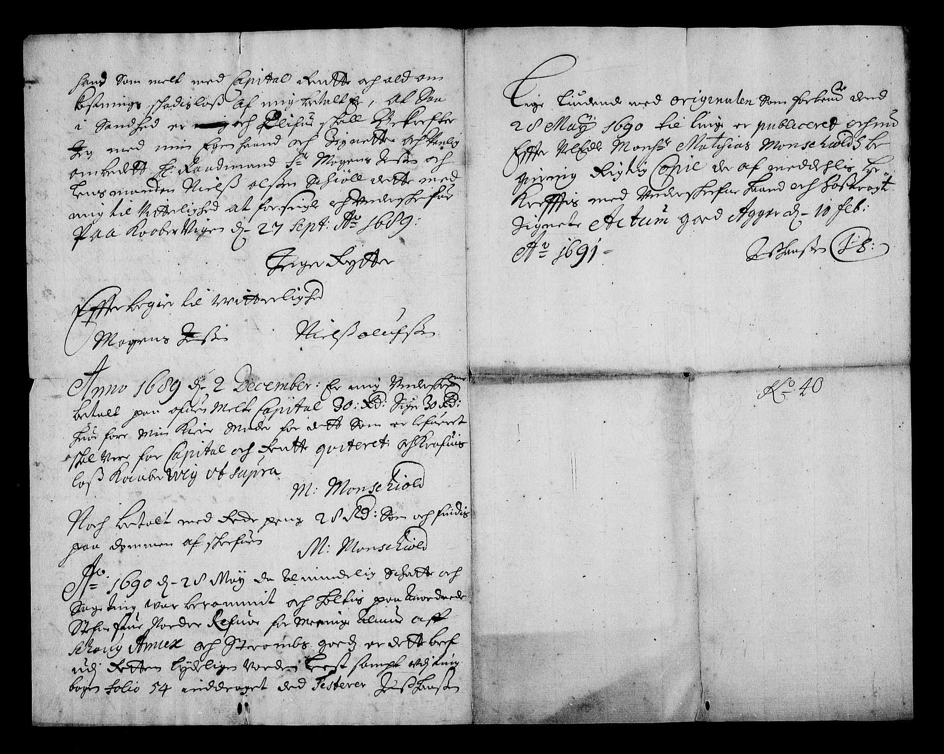 Stattholderembetet 1572-1771, RA/EA-2870/Af/L0004: Avskrifter av vedlegg til originale supplikker, nummerert i samsvar med supplikkbøkene, 1691-1694, p. 256