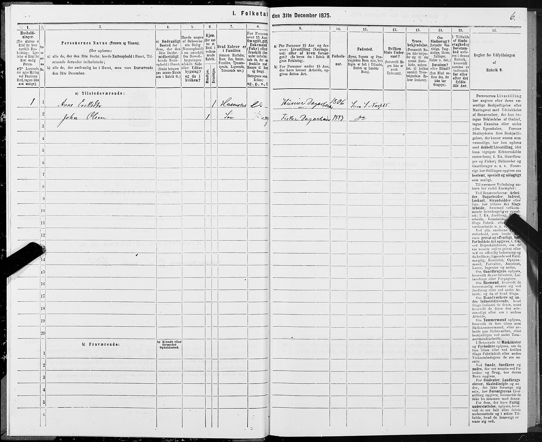 SAT, 1875 census for 1543P Nesset, 1875, p. 3006