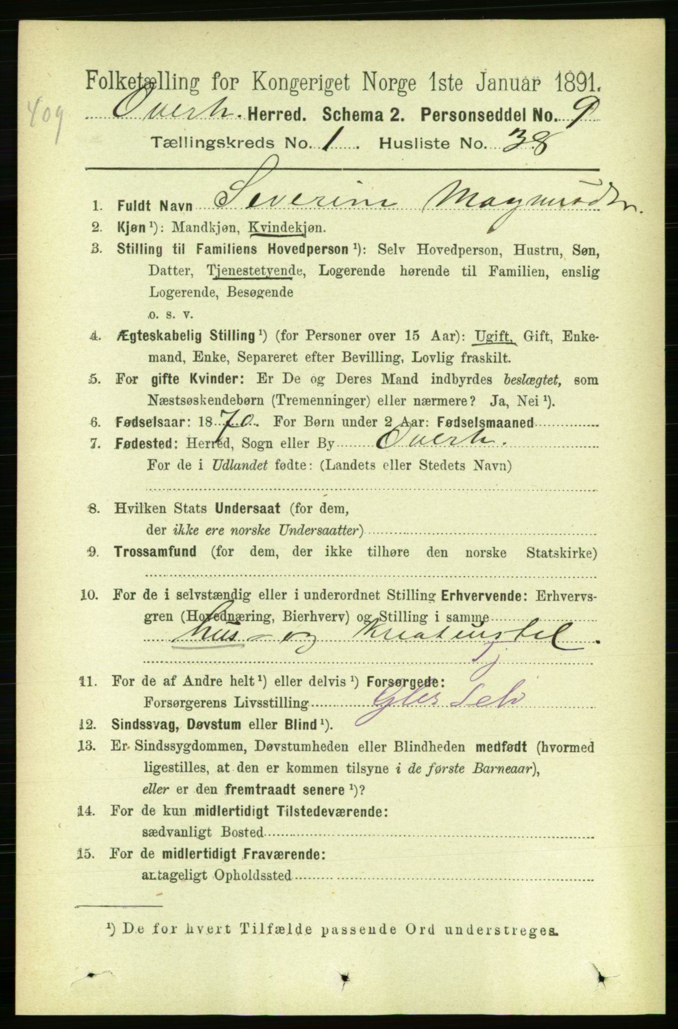 RA, 1891 census for 1744 Overhalla, 1891, p. 314
