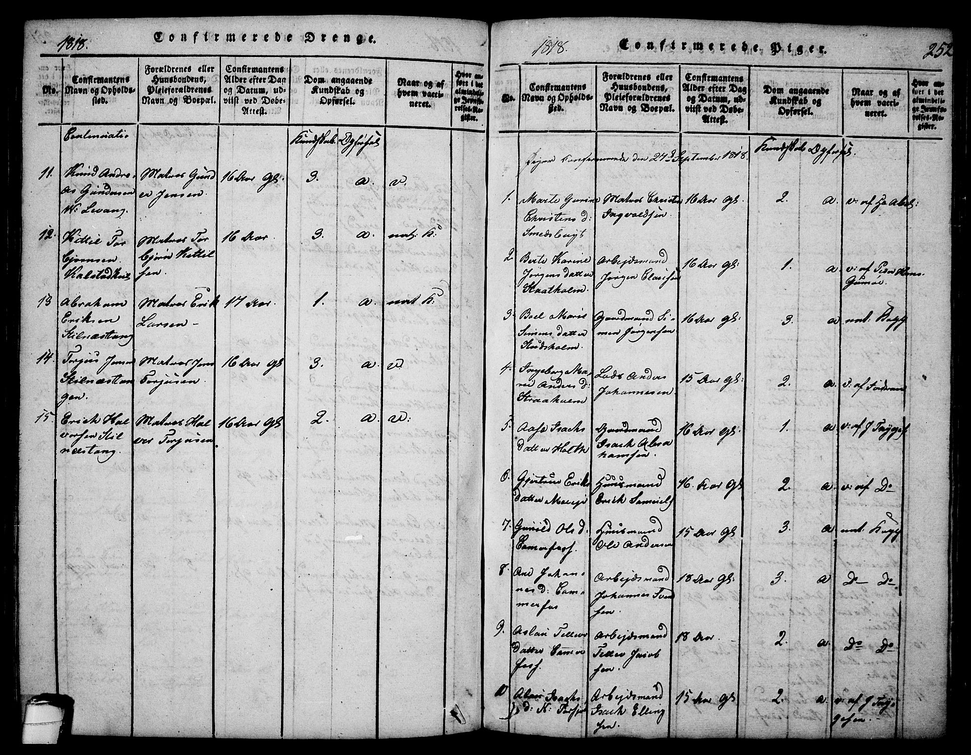 Sannidal kirkebøker, SAKO/A-296/F/Fa/L0004: Parish register (official) no. 4, 1814-1829, p. 252