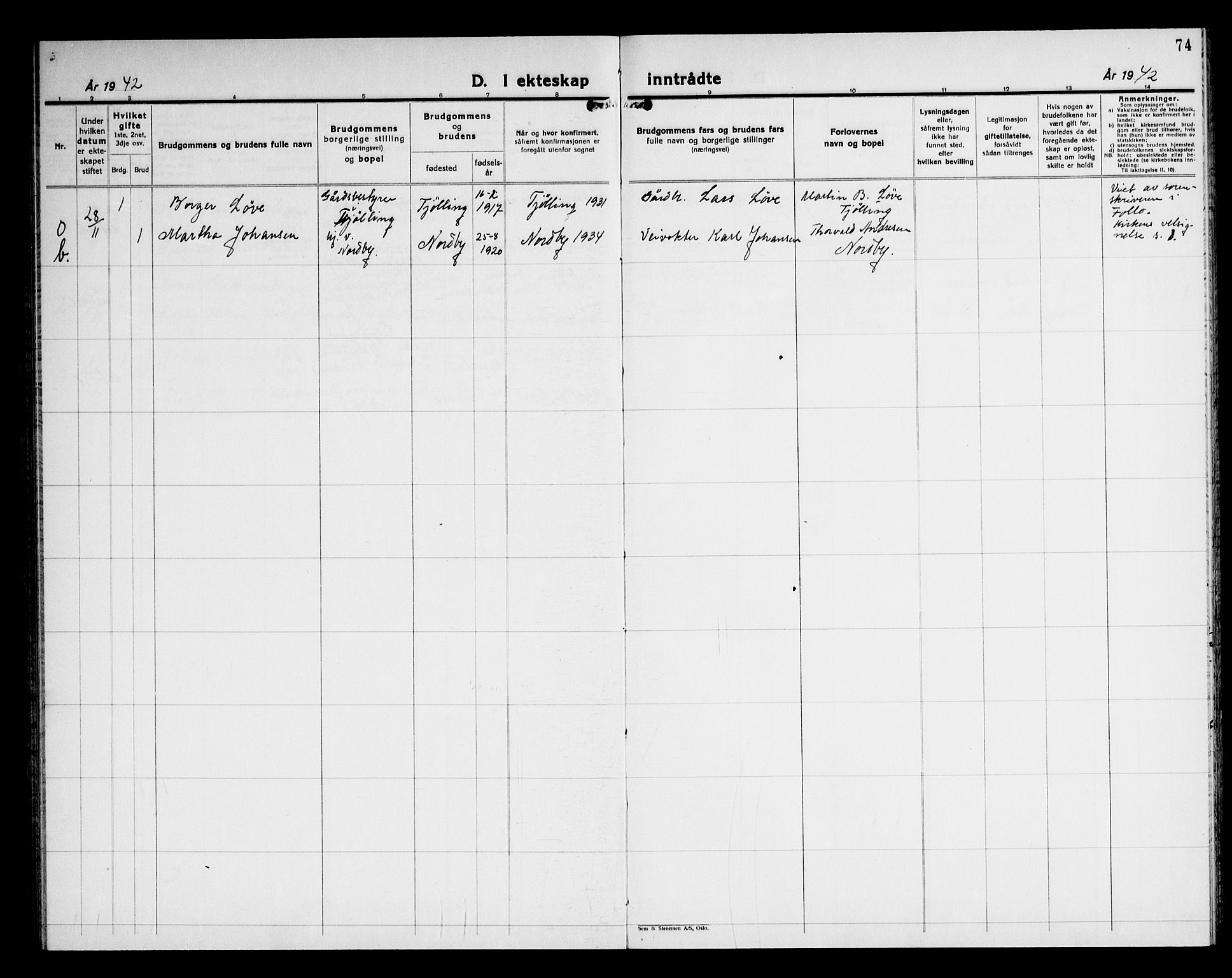 Ås prestekontor Kirkebøker, AV/SAO-A-10894/G/Gb/L0003: Parish register (copy) no. II 3, 1937-1947, p. 74