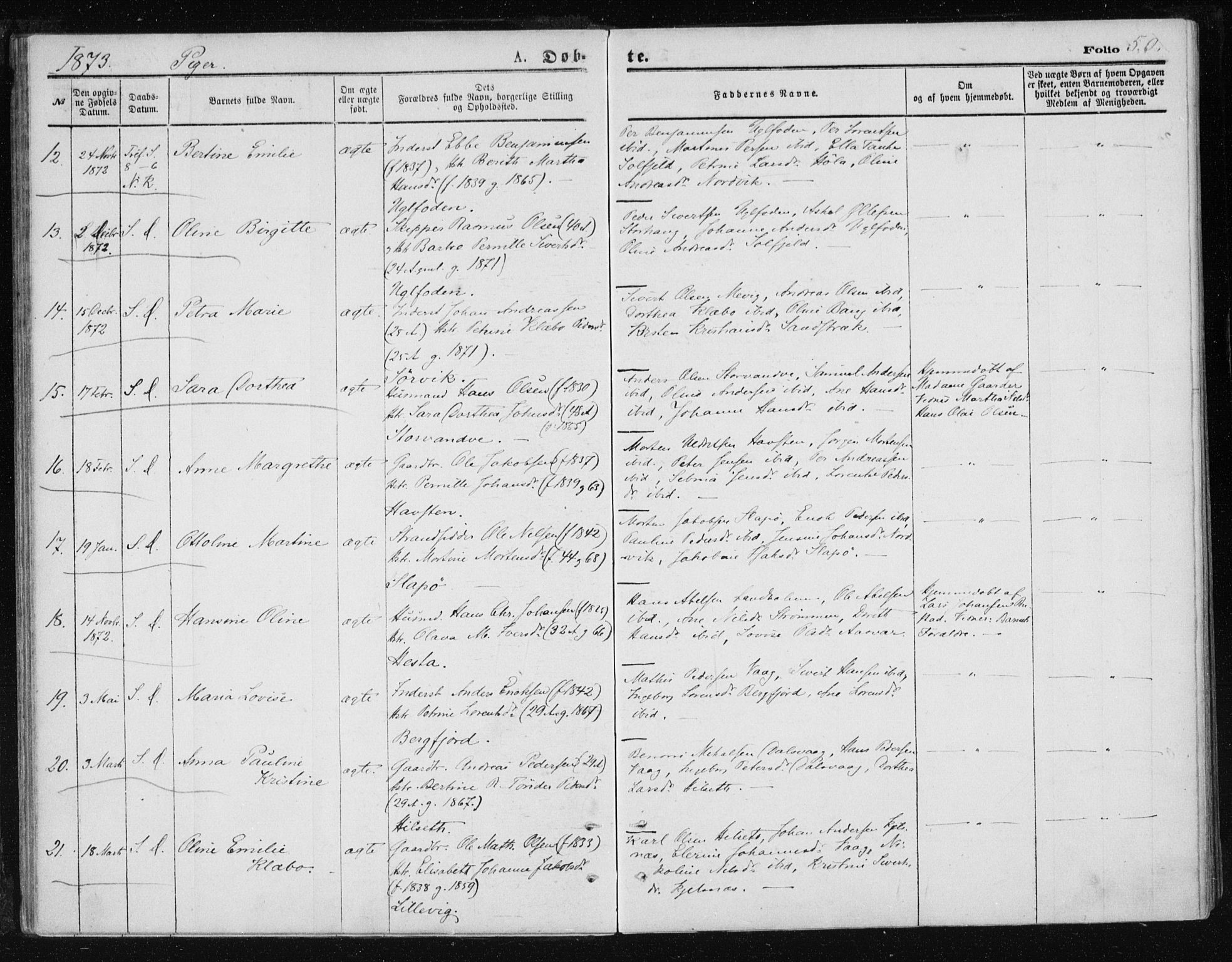 Ministerialprotokoller, klokkerbøker og fødselsregistre - Nordland, SAT/A-1459/834/L0506: Parish register (official) no. 834A04, 1872-1878, p. 50