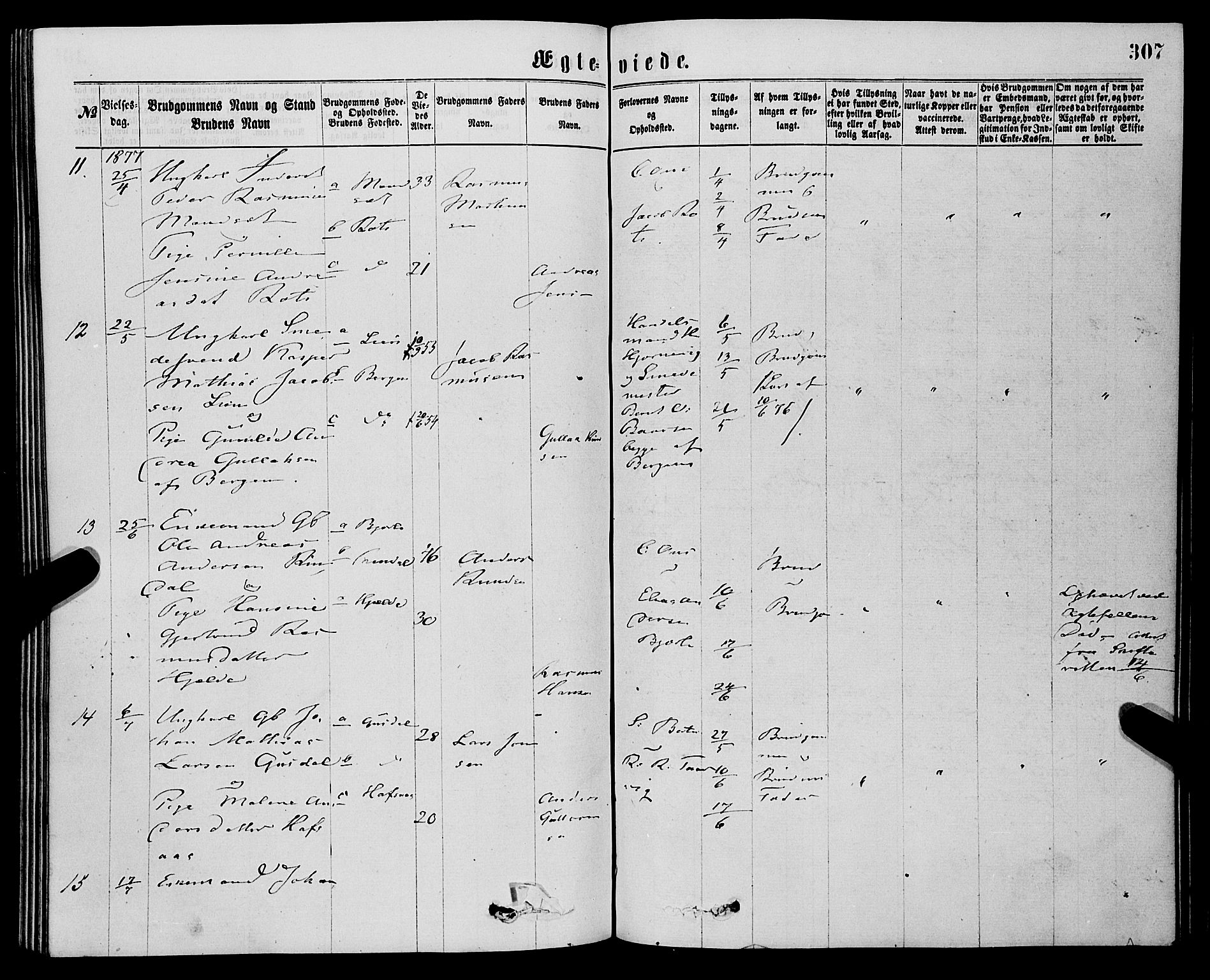 Eid sokneprestembete, AV/SAB-A-82301/H/Haa/Haaa/L0010: Parish register (official) no. A 10, 1867-1878, p. 307