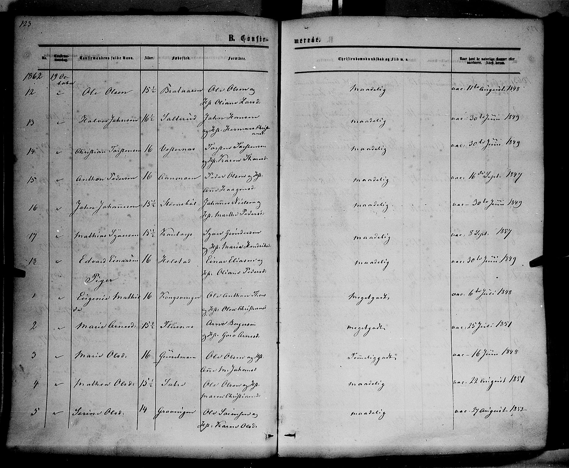 Hof prestekontor, SAH/PREST-038/H/Ha/Haa/L0009: Parish register (official) no. 9, 1862-1877, p. 123