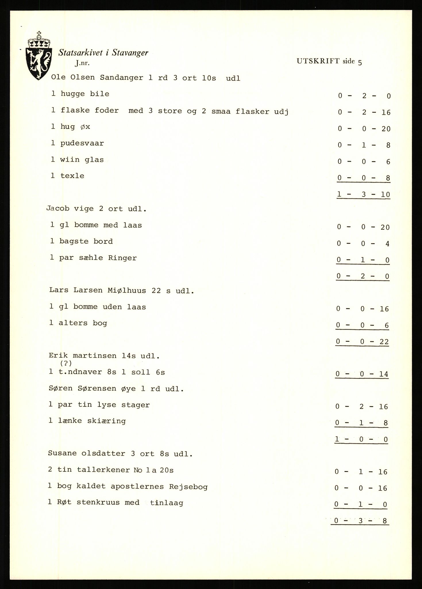 Statsarkivet i Stavanger, AV/SAST-A-101971/03/Y/Yj/L0097: Avskrifter sortert etter gårdsnavn: Vågen - Øiestad, 1750-1930, p. 453