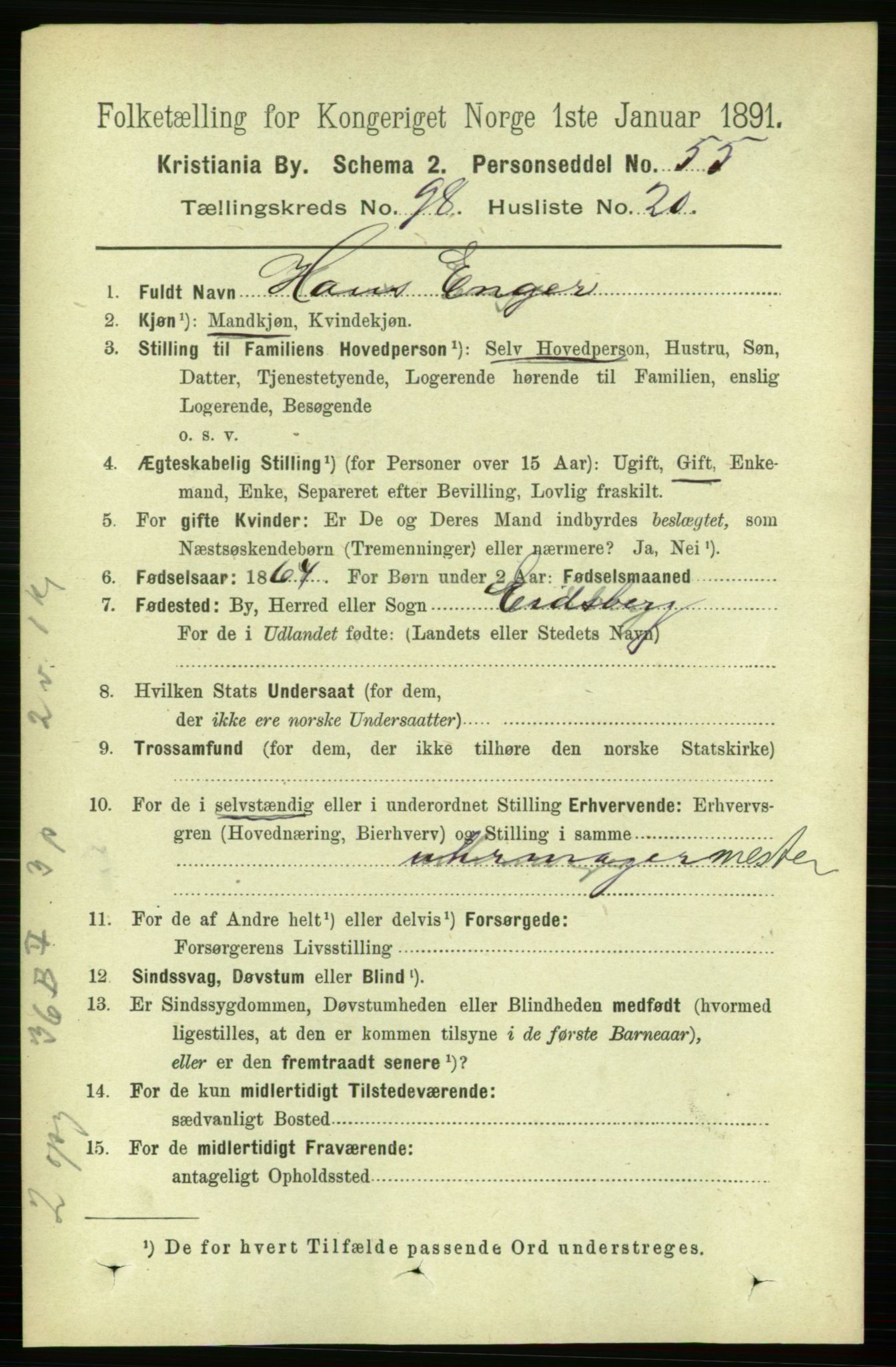 RA, 1891 census for 0301 Kristiania, 1891, p. 48383