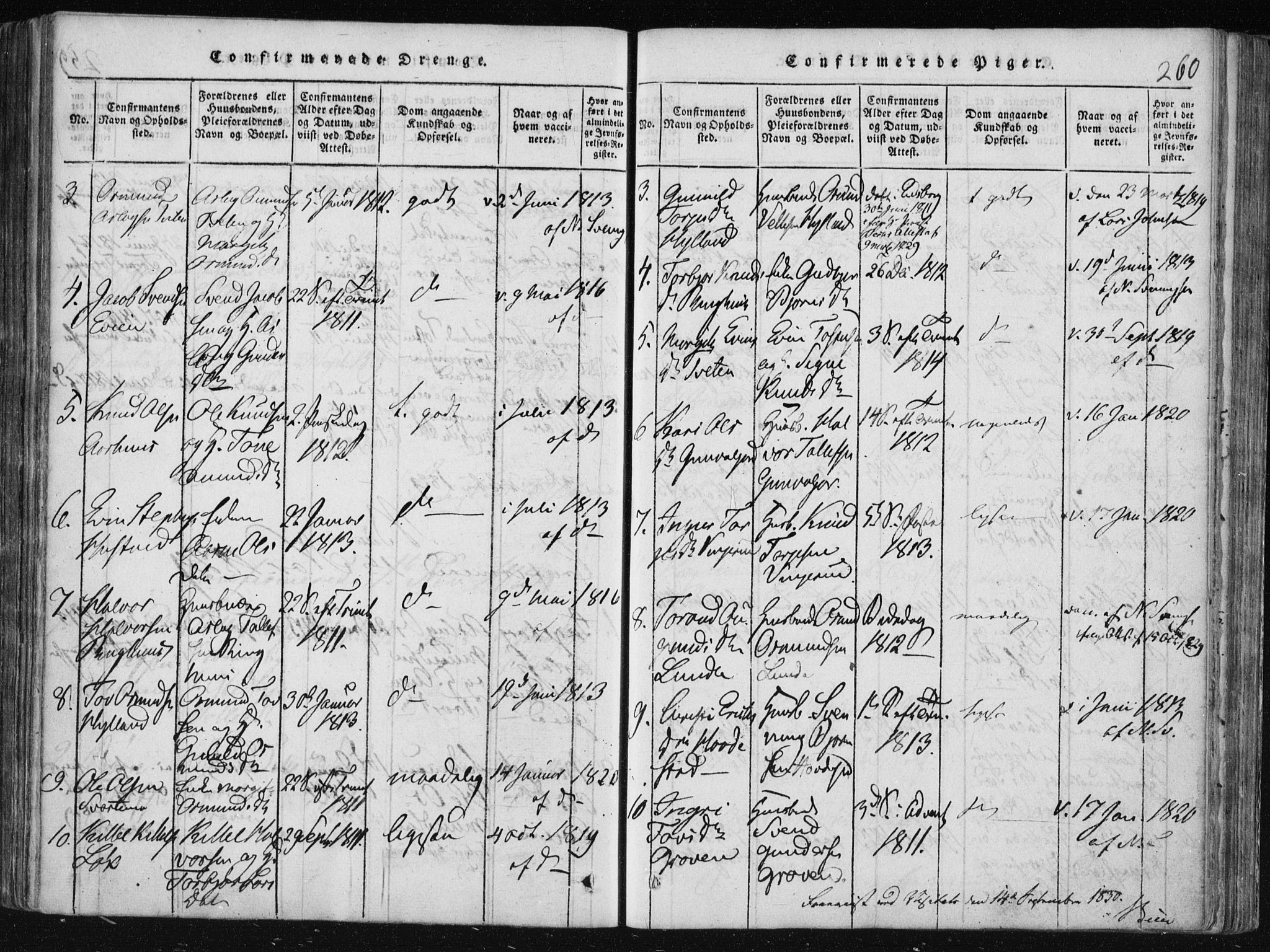 Vinje kirkebøker, SAKO/A-312/F/Fa/L0003: Parish register (official) no. I 3, 1814-1843, p. 260