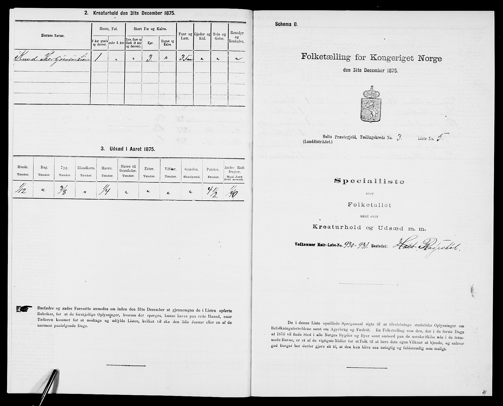 SAK, 1875 census for 0914L Holt/Holt, 1875, p. 414