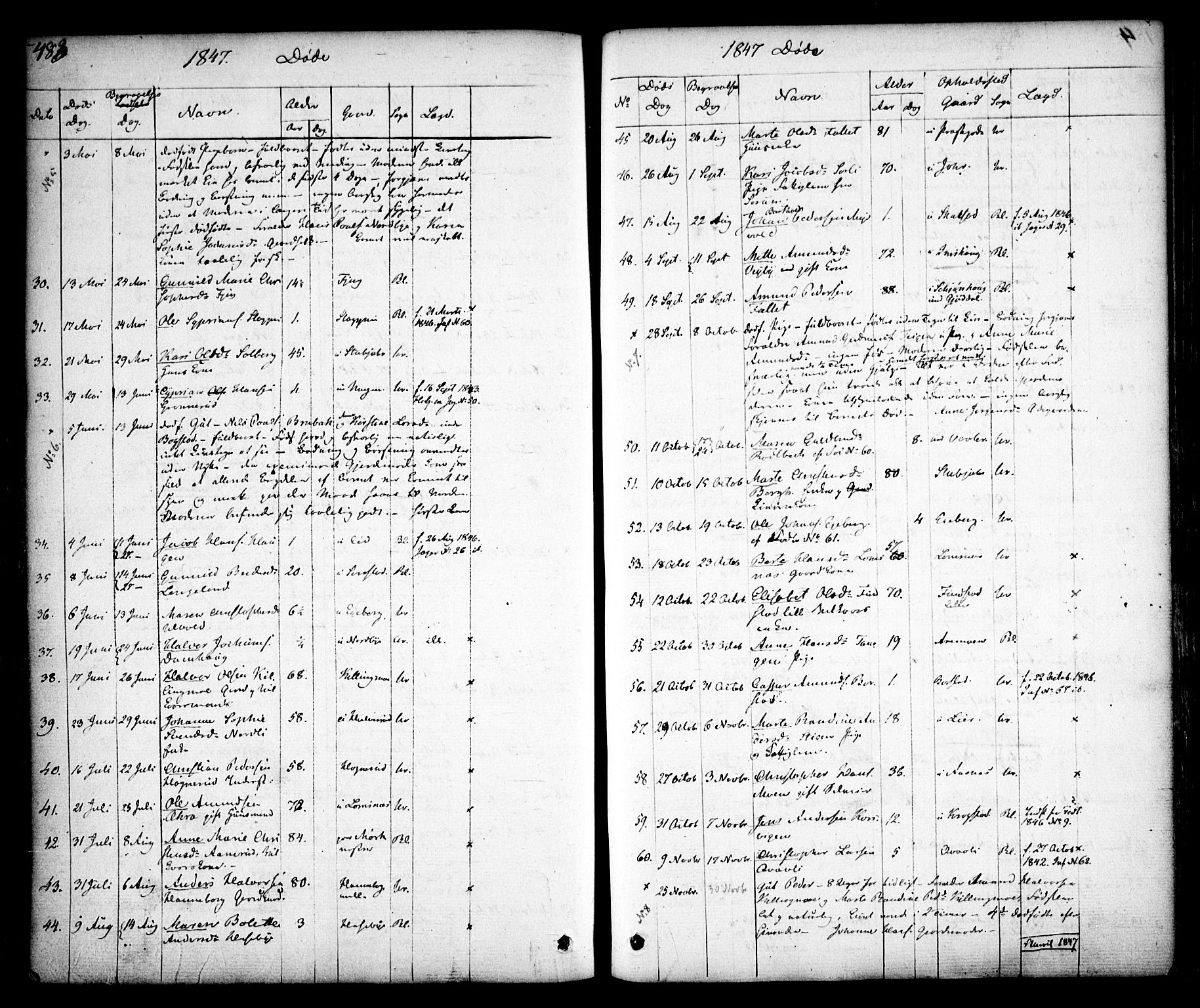 Aurskog prestekontor Kirkebøker, SAO/A-10304a/F/Fa/L0006: Parish register (official) no. I 6, 1829-1853, p. 483