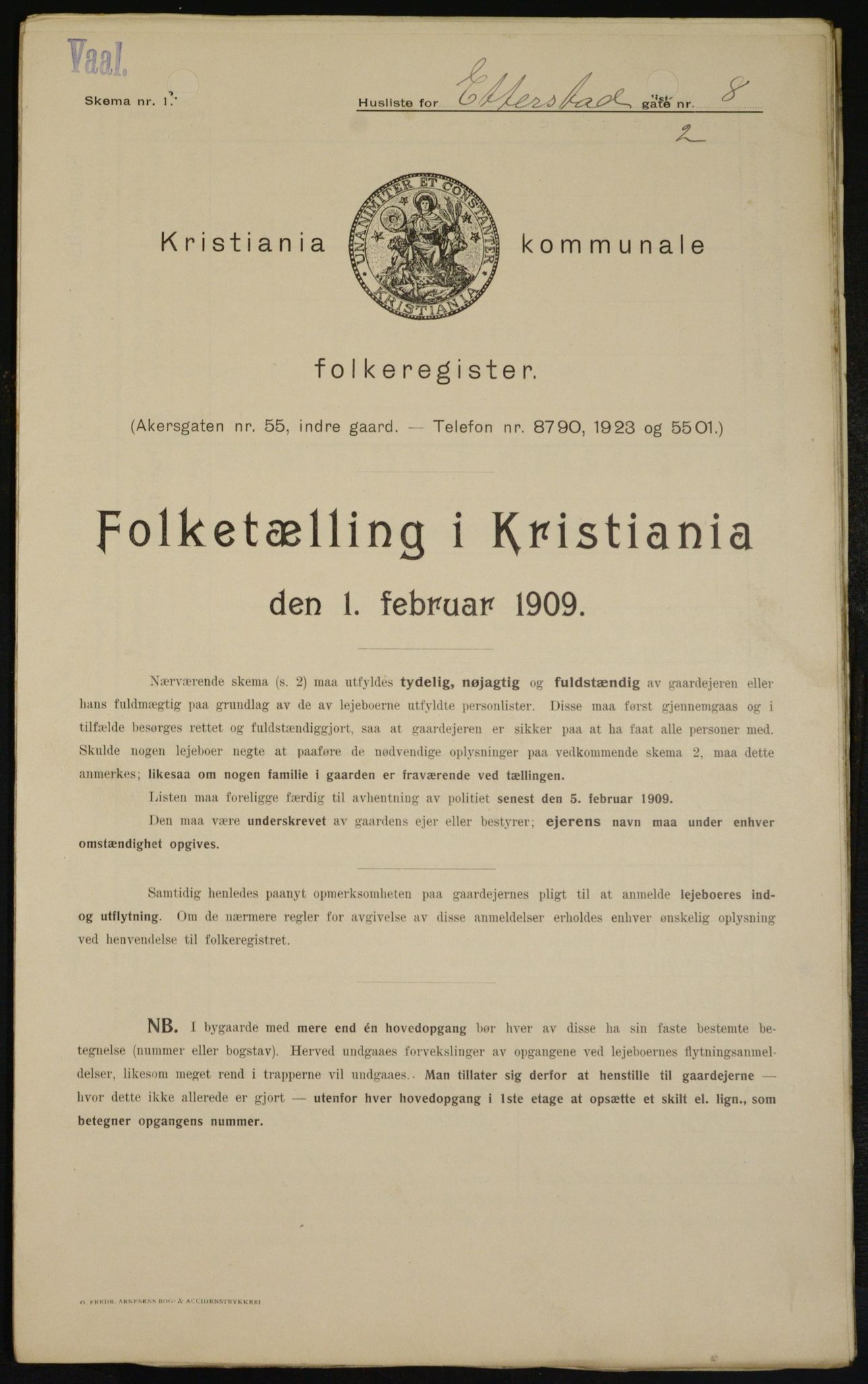 OBA, Municipal Census 1909 for Kristiania, 1909, p. 20198