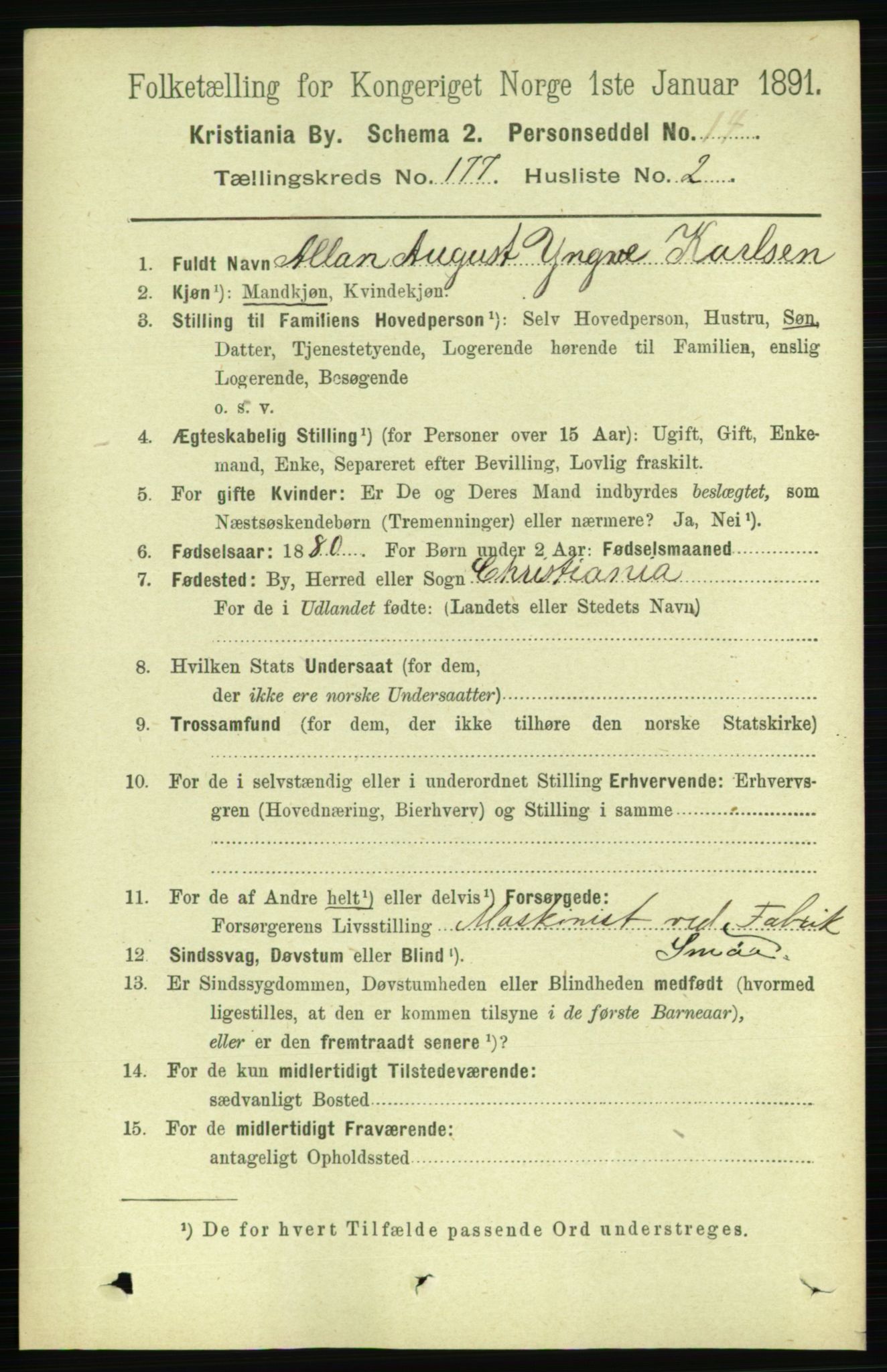 RA, 1891 census for 0301 Kristiania, 1891, p. 106400