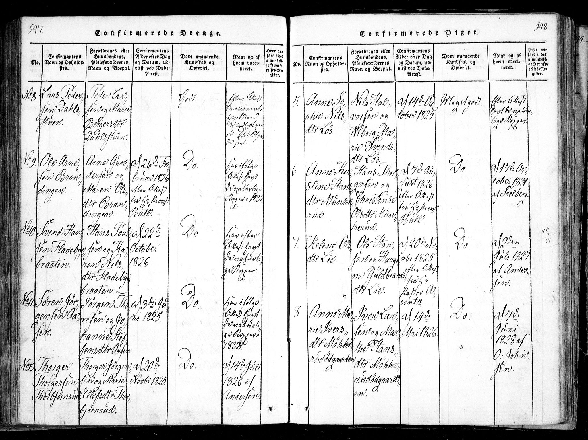 Nesodden prestekontor Kirkebøker, SAO/A-10013/F/Fa/L0006: Parish register (official) no. I 6, 1814-1847, p. 547-548