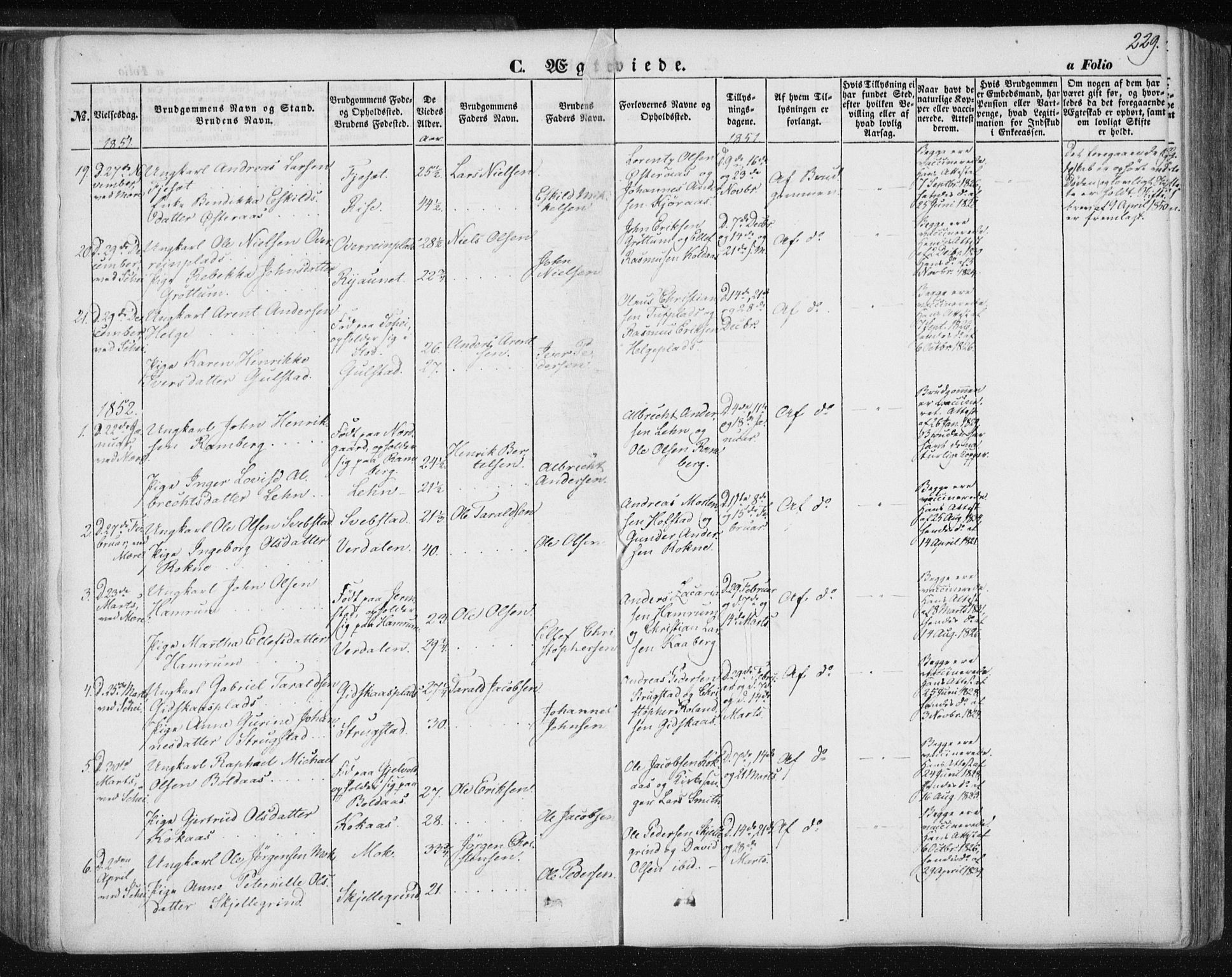 Ministerialprotokoller, klokkerbøker og fødselsregistre - Nord-Trøndelag, SAT/A-1458/735/L0342: Parish register (official) no. 735A07 /1, 1849-1862, p. 229