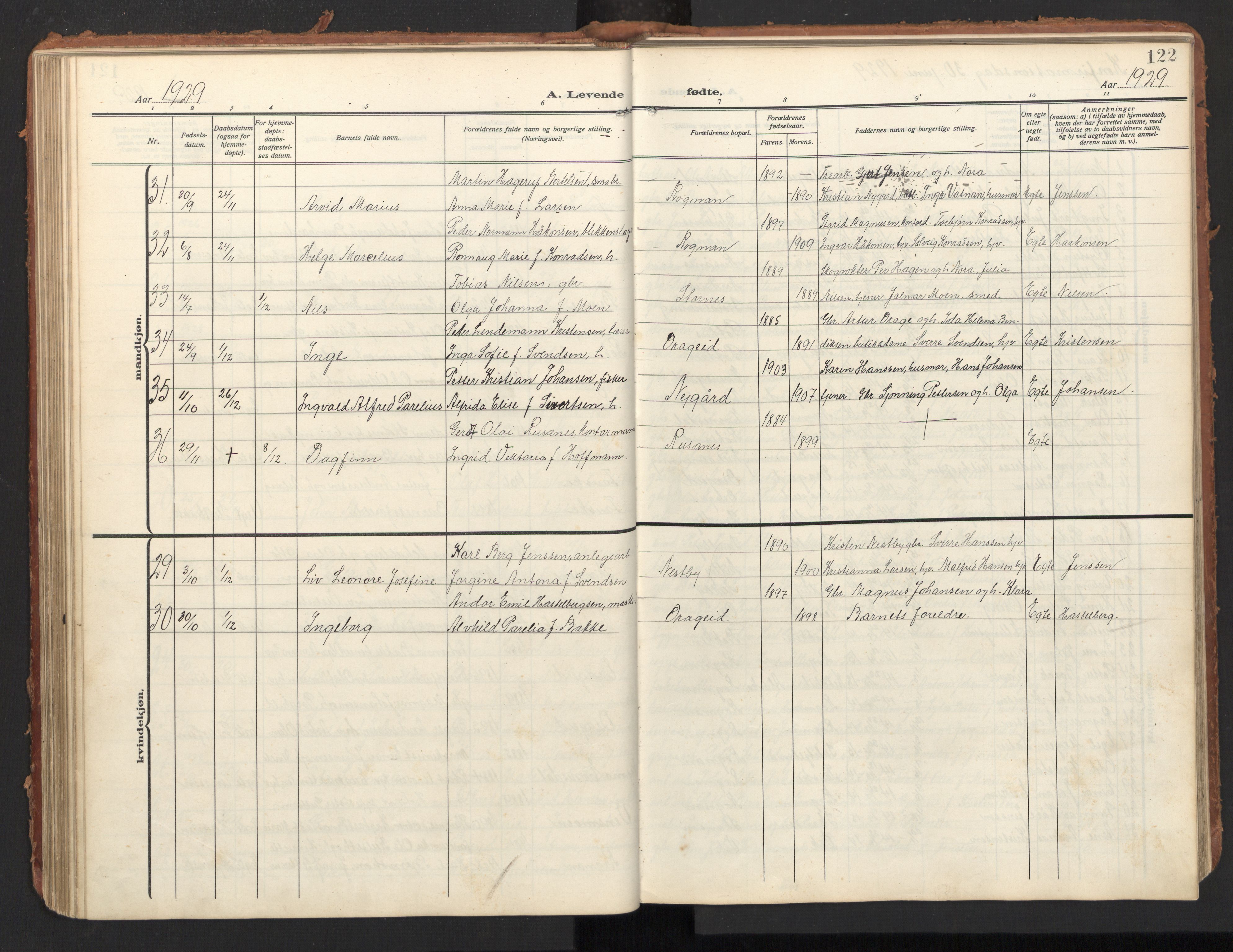 Ministerialprotokoller, klokkerbøker og fødselsregistre - Nordland, AV/SAT-A-1459/847/L0683: Parish register (copy) no. 847C11, 1908-1929, p. 122