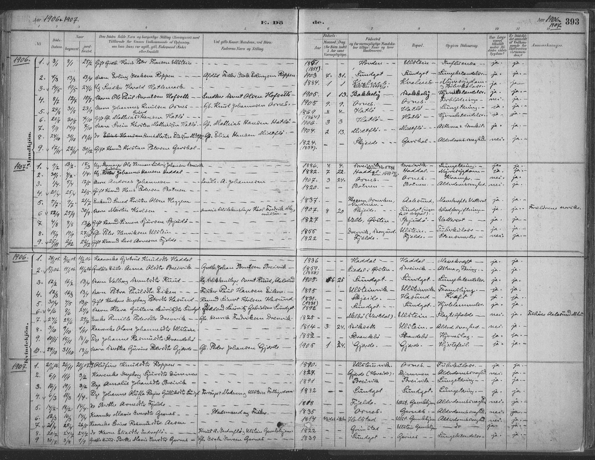 Ministerialprotokoller, klokkerbøker og fødselsregistre - Møre og Romsdal, SAT/A-1454/509/L0106: Parish register (official) no. 509A04, 1883-1922, p. 393