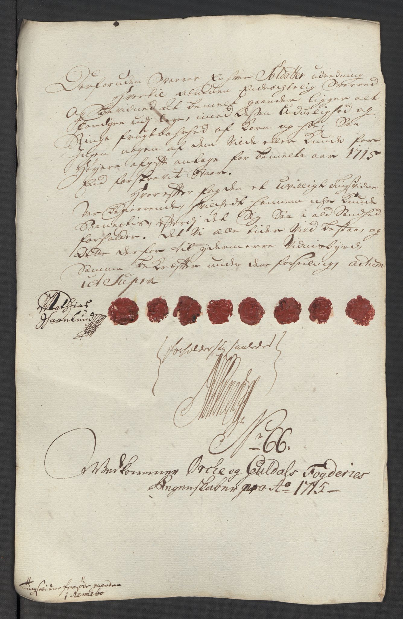 Rentekammeret inntil 1814, Reviderte regnskaper, Fogderegnskap, RA/EA-4092/R60/L3966: Fogderegnskap Orkdal og Gauldal, 1715, p. 480