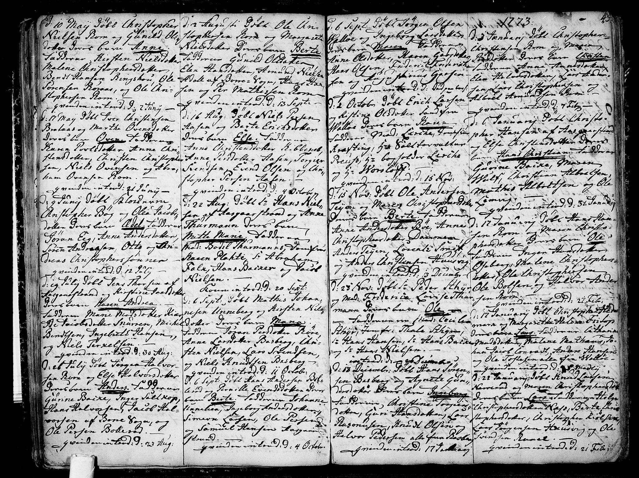 Sem kirkebøker, AV/SAKO-A-5/F/Fb/L0002: Parish register (official) no. II 2, 1764-1792, p. 43