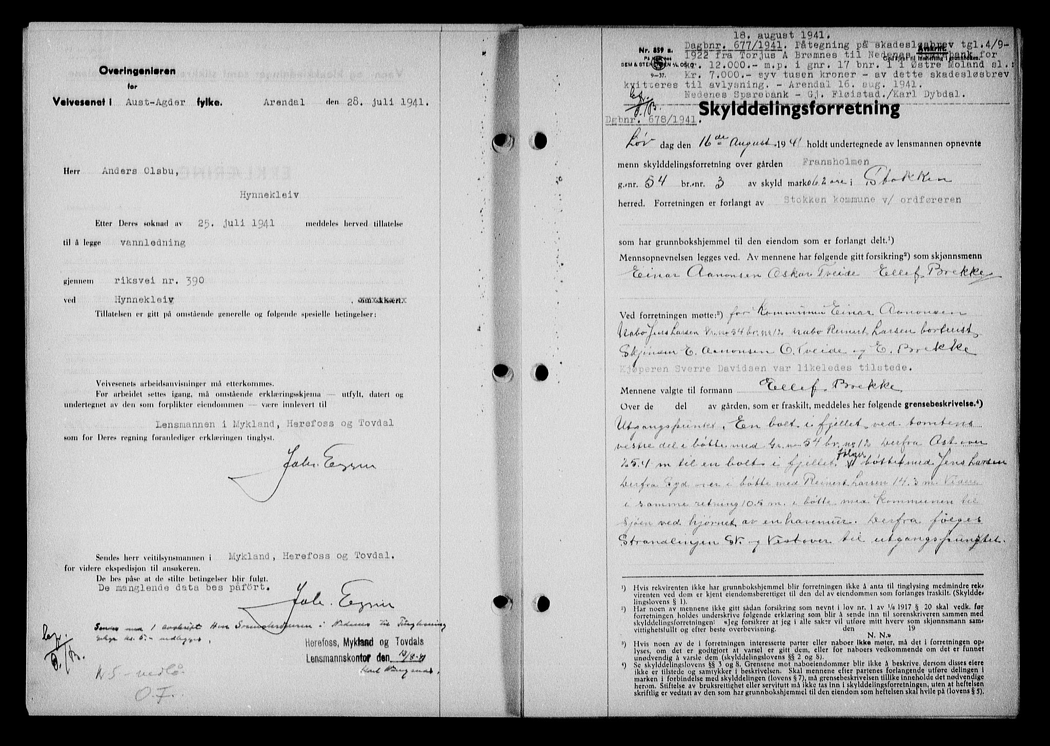 Nedenes sorenskriveri, AV/SAK-1221-0006/G/Gb/Gba/L0048: Mortgage book no. A-II, 1940-1941, Diary no: : 677/1941