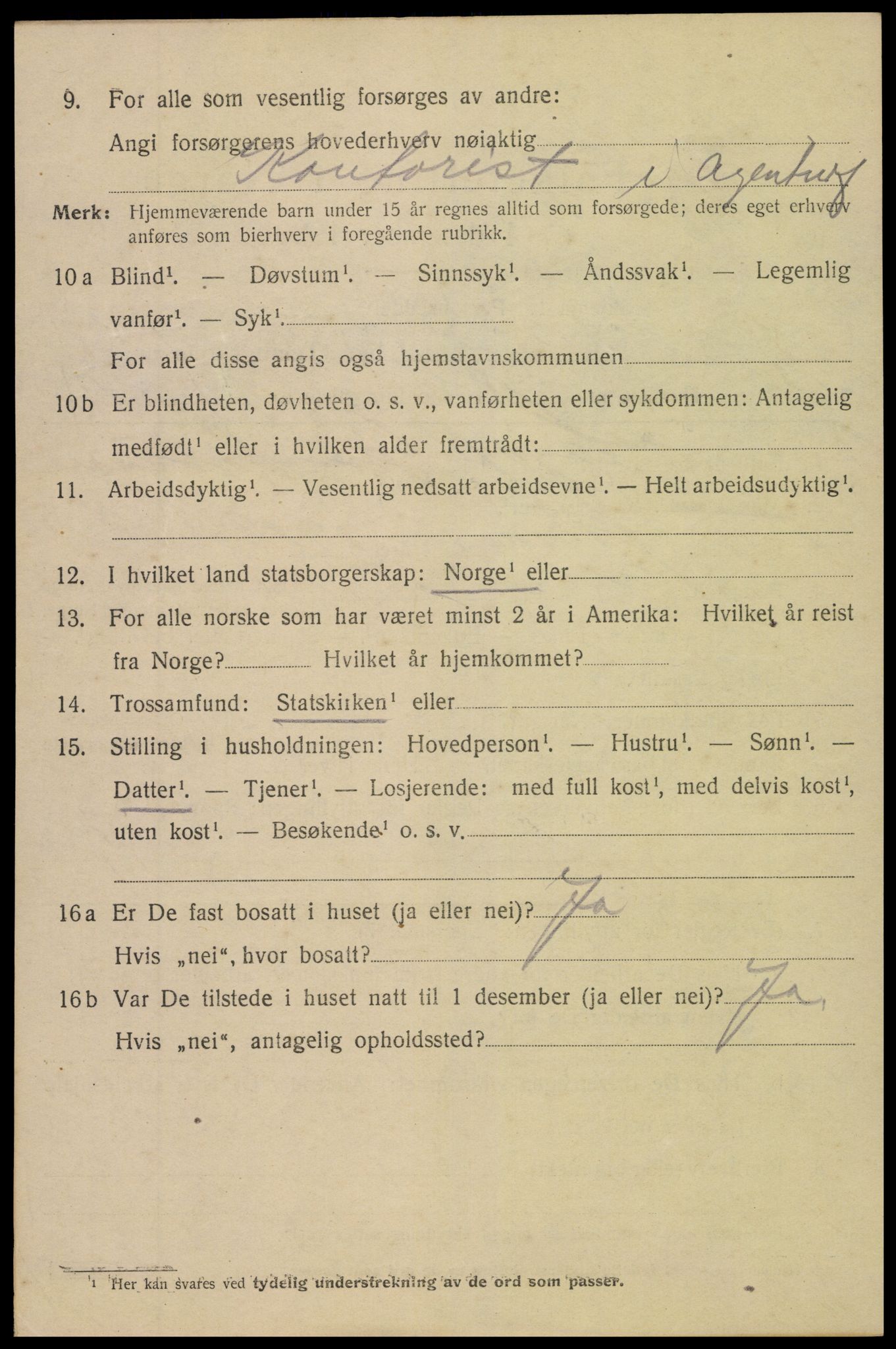 SAK, 1920 census for Arendal, 1920, p. 16051