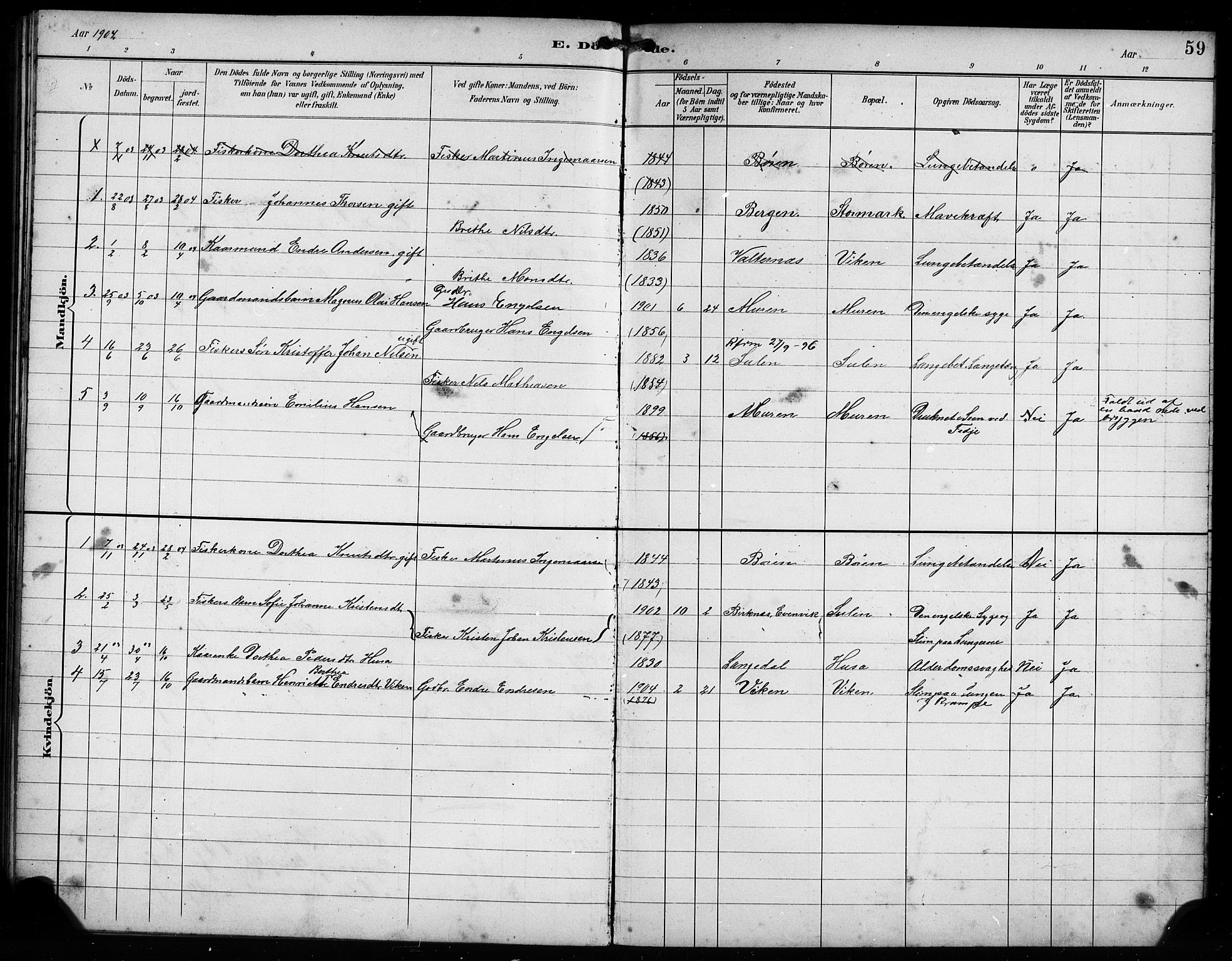Lindås Sokneprestembete, SAB/A-76701/H/Hab: Parish register (copy) no. D 2, 1898-1910, p. 59