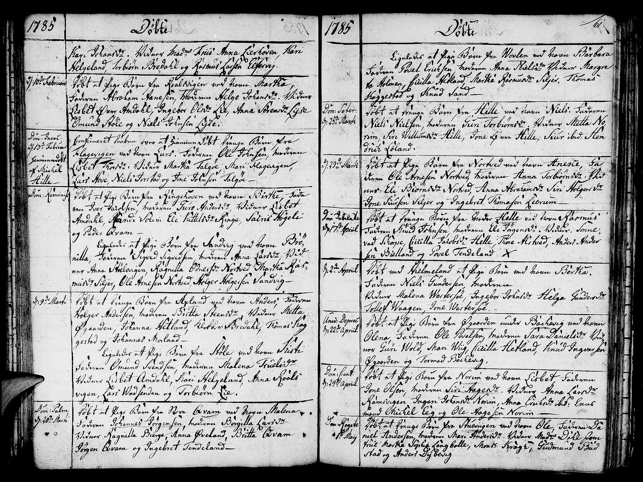Nedstrand sokneprestkontor, AV/SAST-A-101841/01/IV: Parish register (official) no. A 4, 1779-1795, p. 61