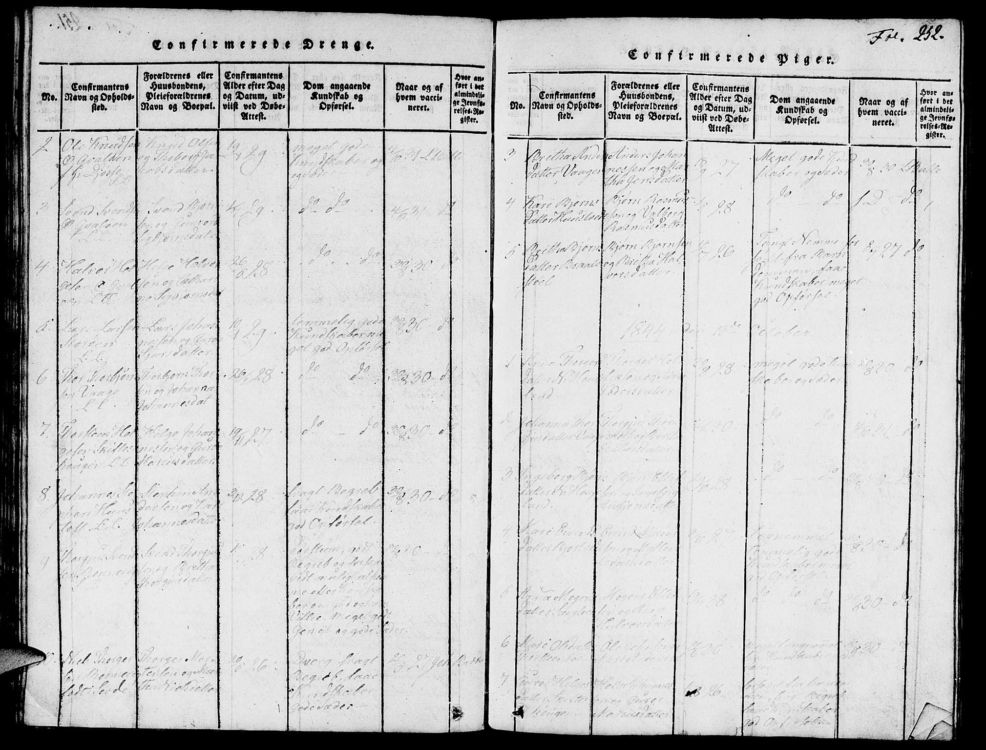 Vikedal sokneprestkontor, SAST/A-101840/01/V: Parish register (copy) no. B 3, 1816-1867, p. 252