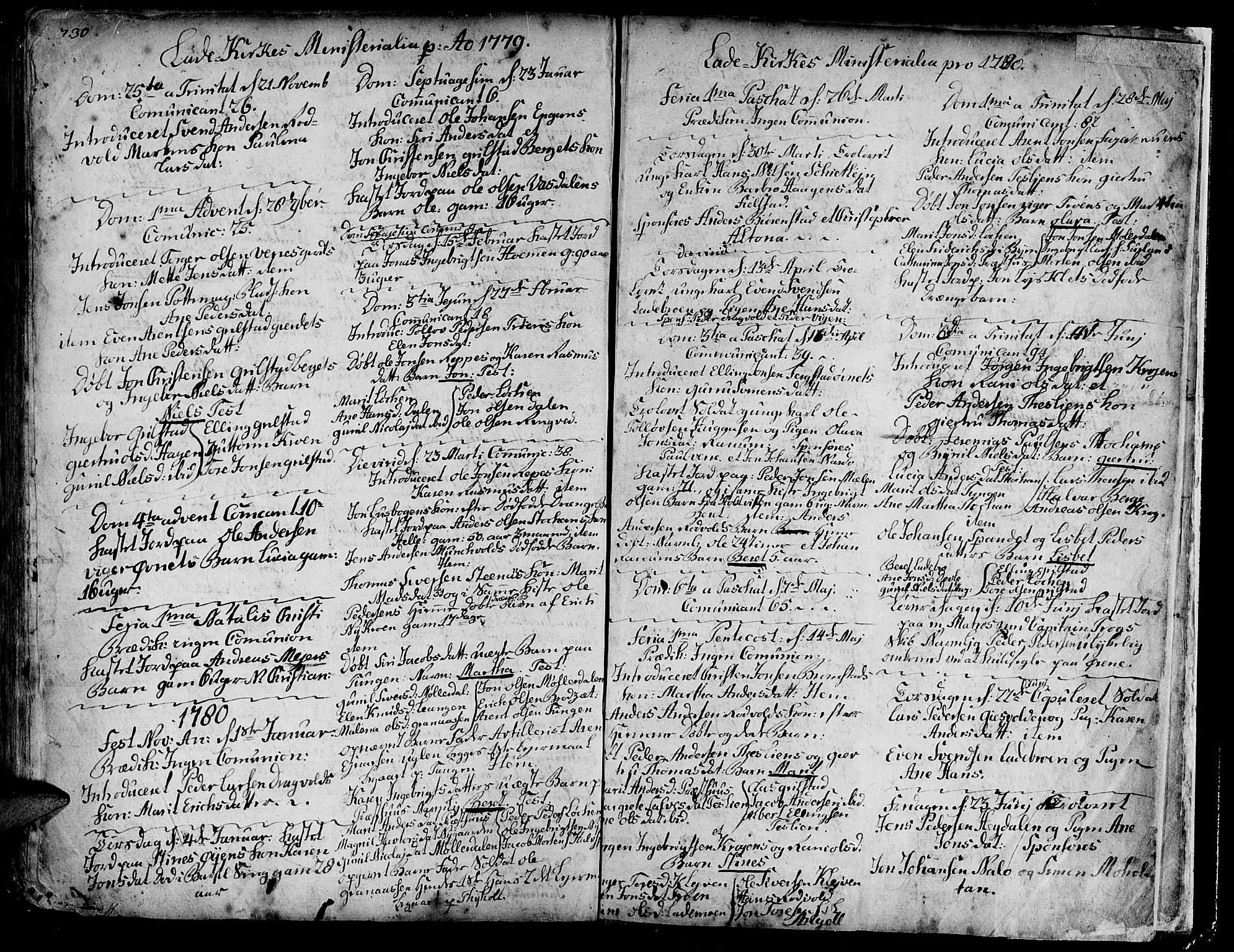 Ministerialprotokoller, klokkerbøker og fødselsregistre - Sør-Trøndelag, SAT/A-1456/606/L0275: Parish register (official) no. 606A01 /1, 1727-1780, p. 730-731