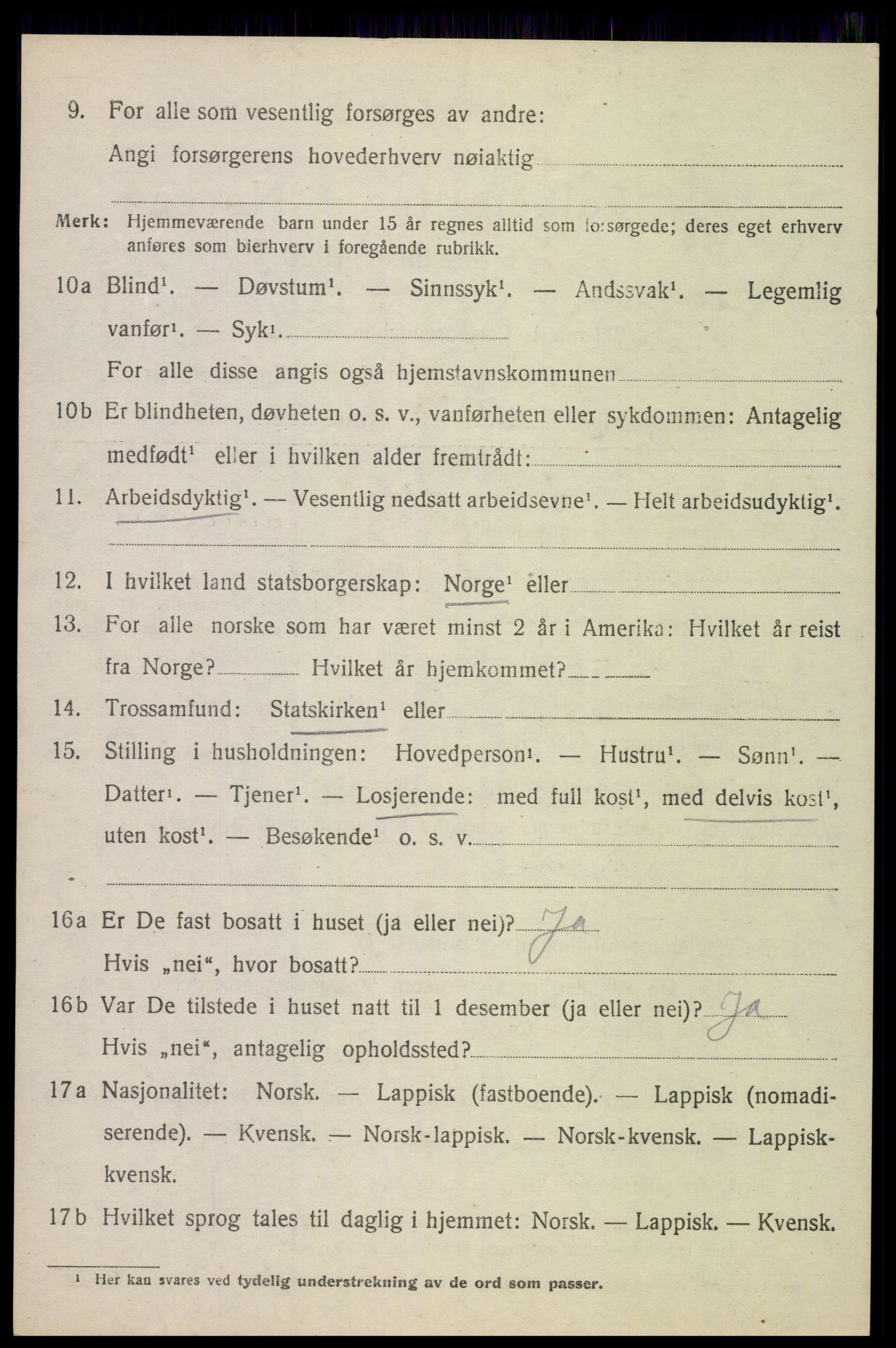 SAT, 1920 census for Evenes, 1920, p. 9163