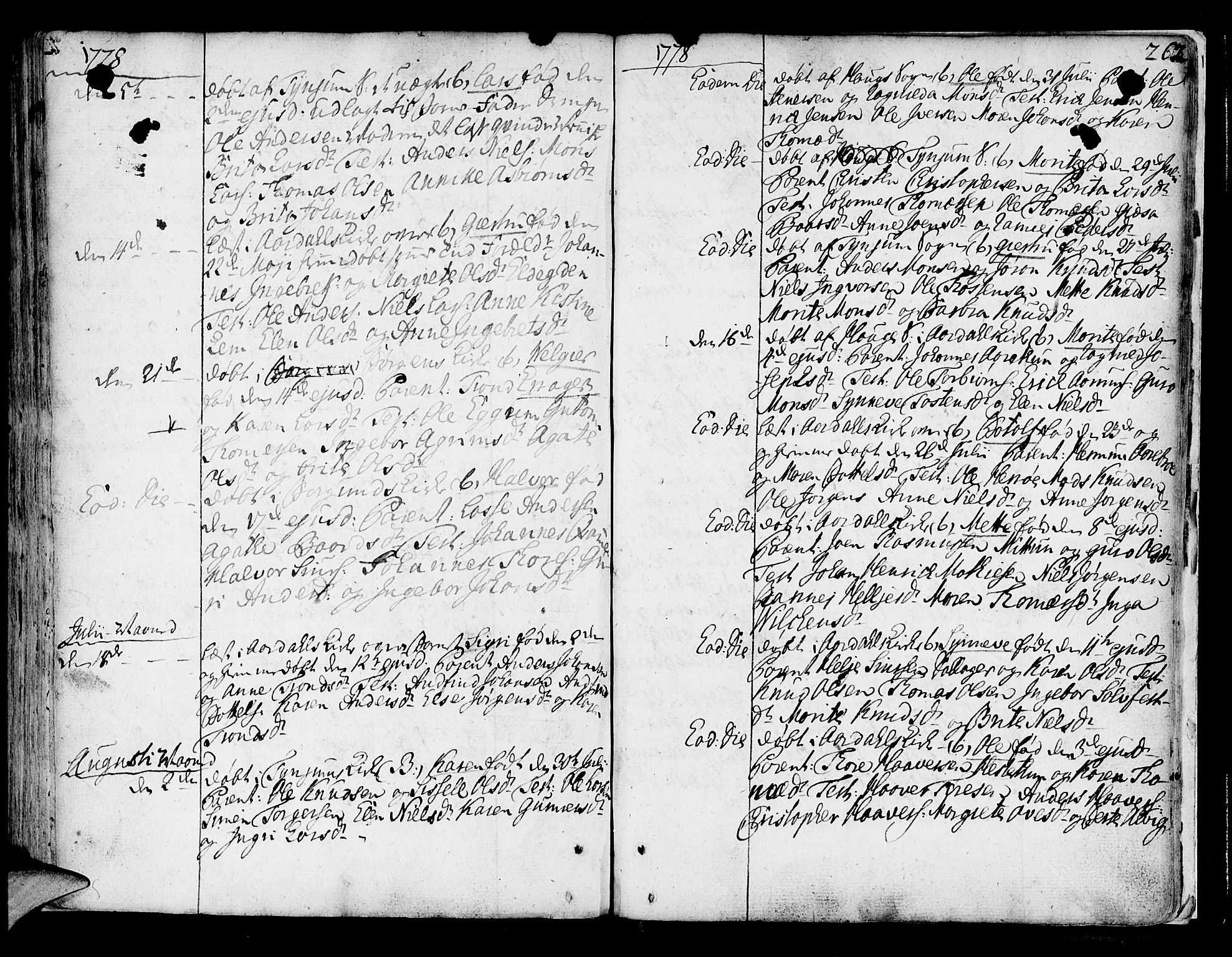 Lærdal sokneprestembete, AV/SAB-A-81201: Parish register (official) no. A 2, 1752-1782, p. 262