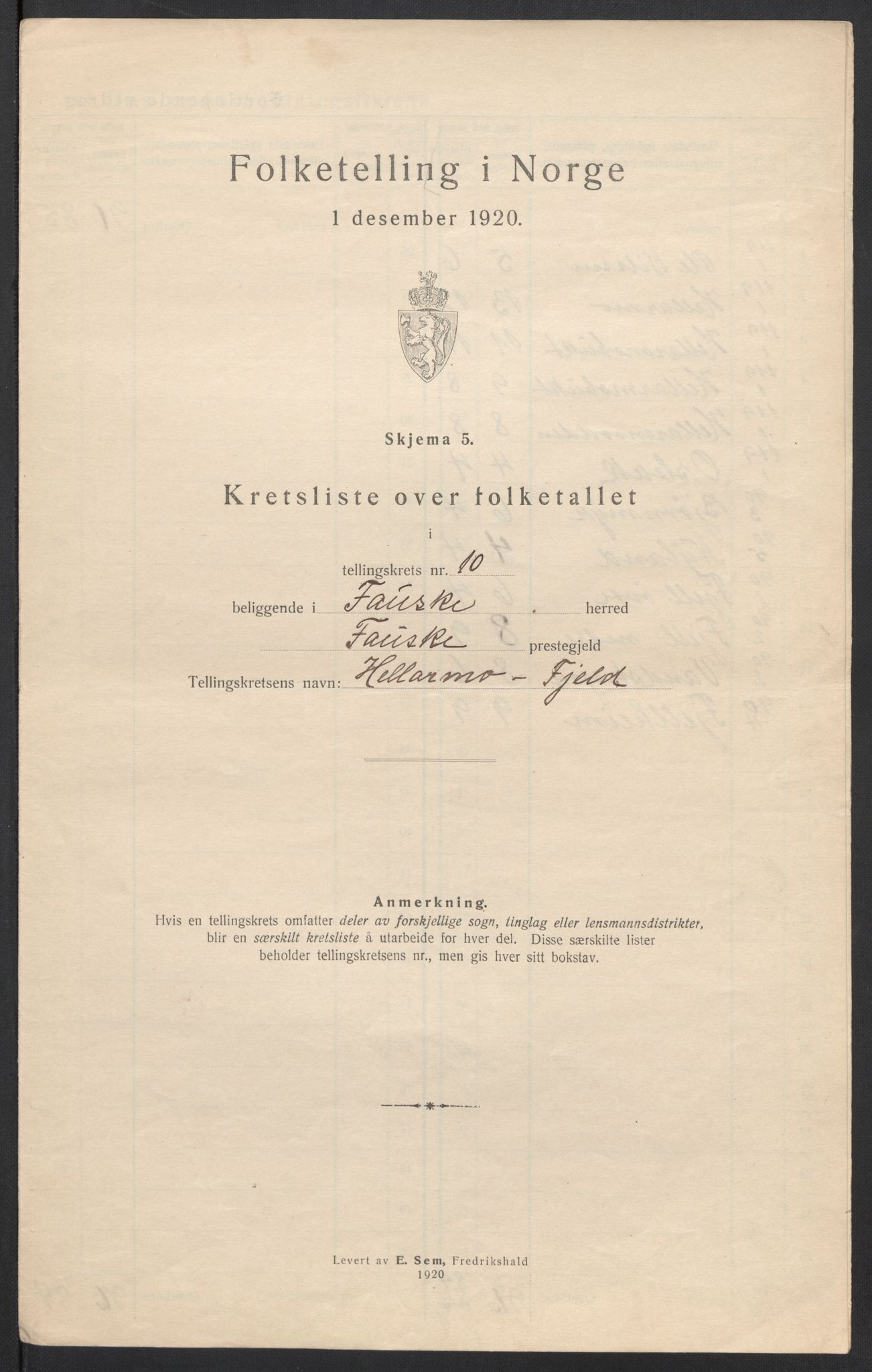 SAT, 1920 census for Fauske, 1920, p. 33