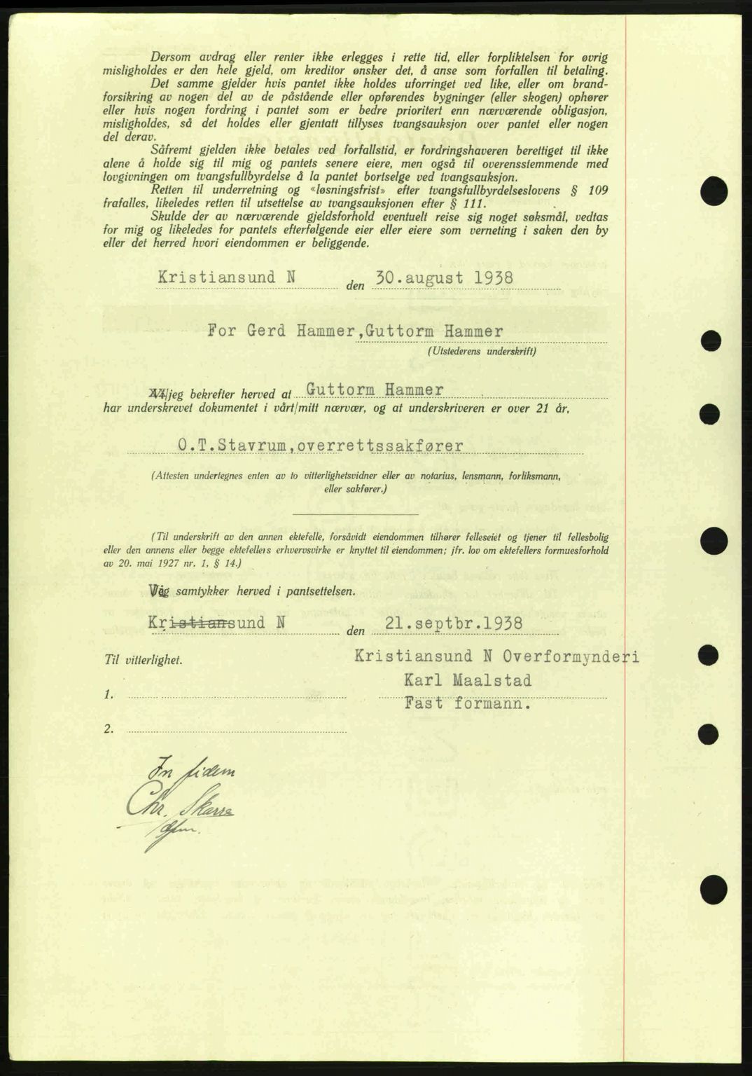 Kristiansund byfogd, SAT/A-4587/A/27: Mortgage book no. 31, 1938-1939, Diary no: : 694/1938