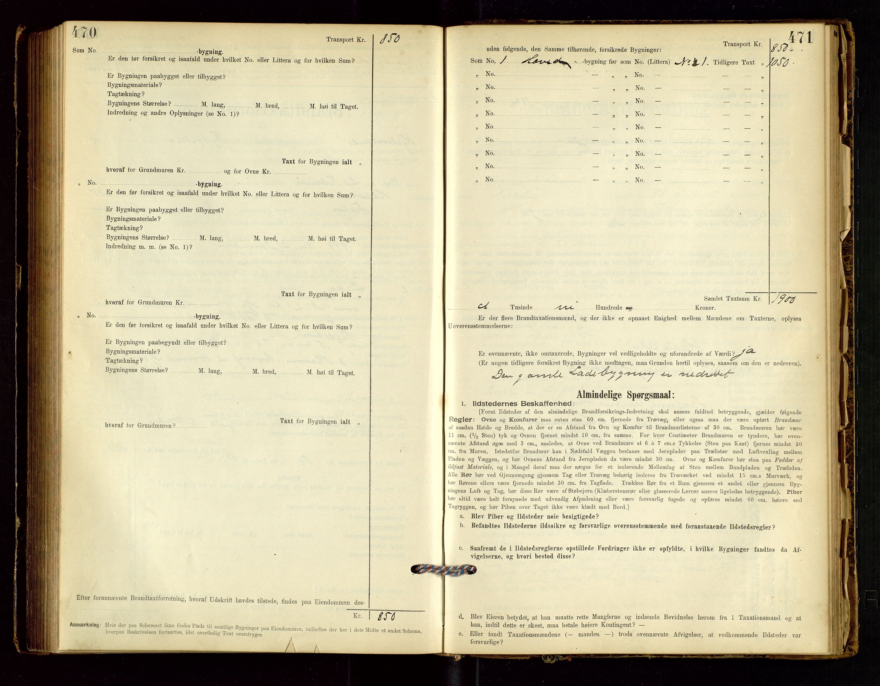 Hjelmeland lensmannskontor, AV/SAST-A-100439/Gob/L0001: "Brandtaxationsprotokol", 1895-1932, p. 470-471