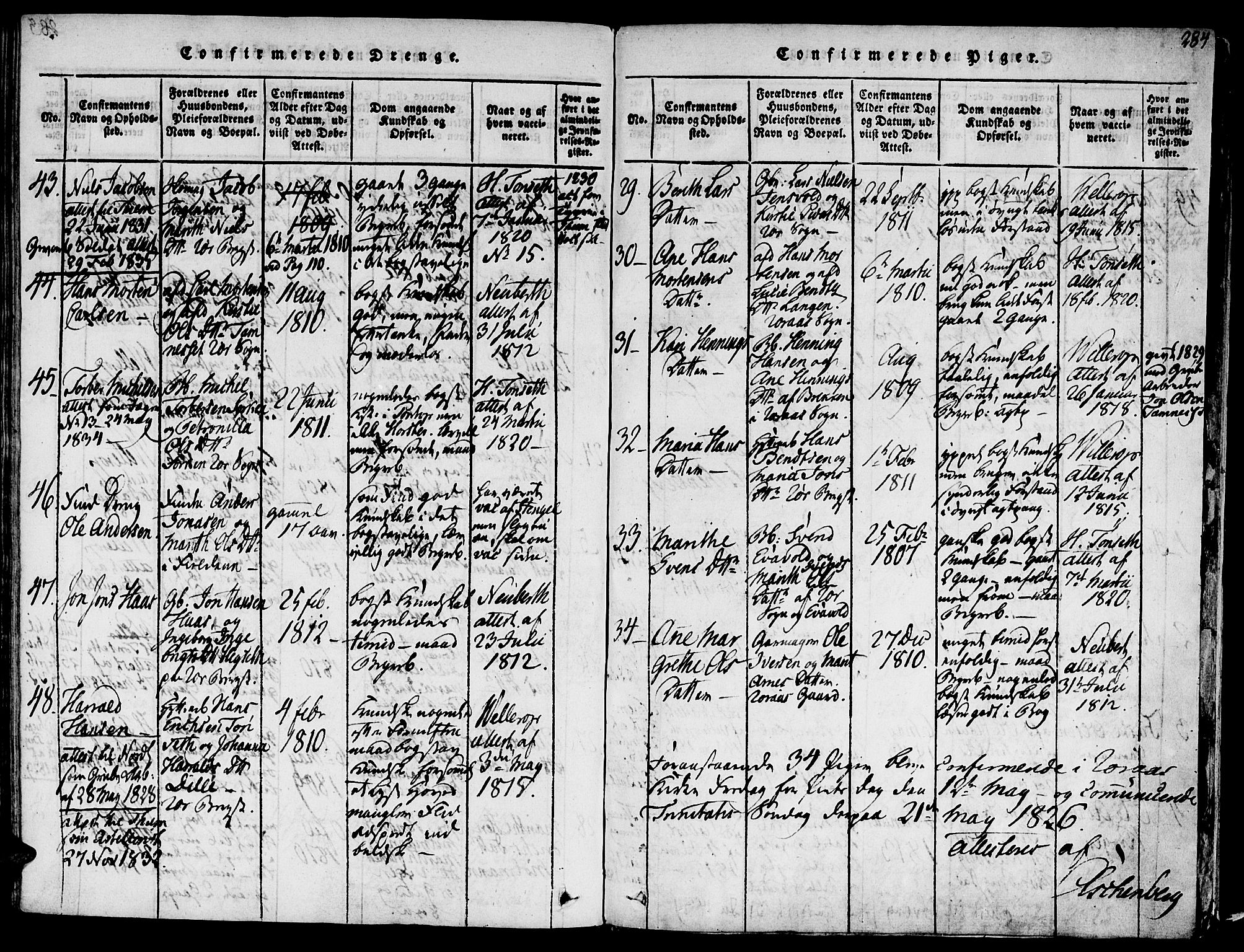 Ministerialprotokoller, klokkerbøker og fødselsregistre - Sør-Trøndelag, SAT/A-1456/681/L0929: Parish register (official) no. 681A07, 1817-1828, p. 284