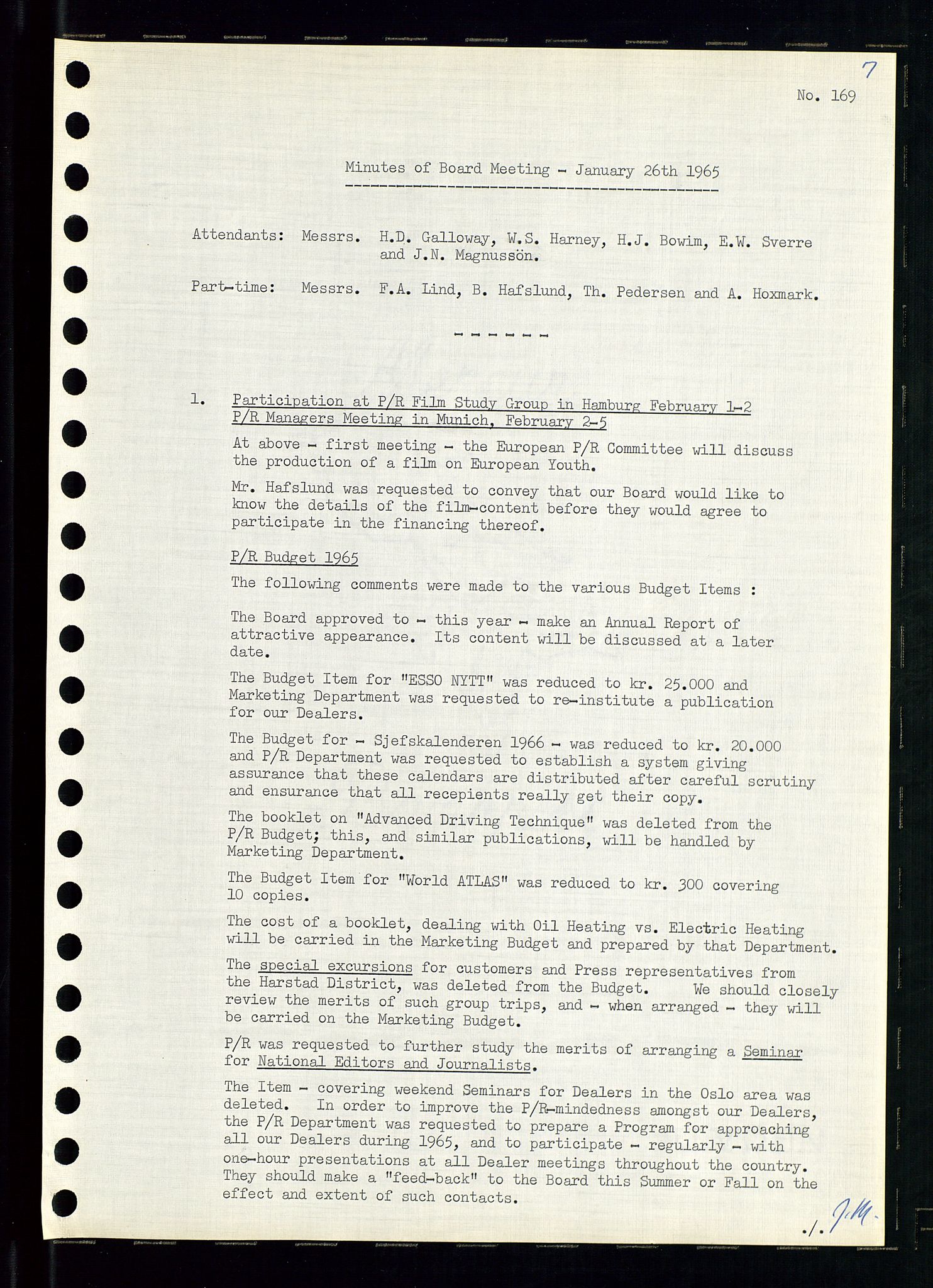 Pa 0982 - Esso Norge A/S, AV/SAST-A-100448/A/Aa/L0002/0001: Den administrerende direksjon Board minutes (styrereferater) / Den administrerende direksjon Board minutes (styrereferater), 1965, p. 157