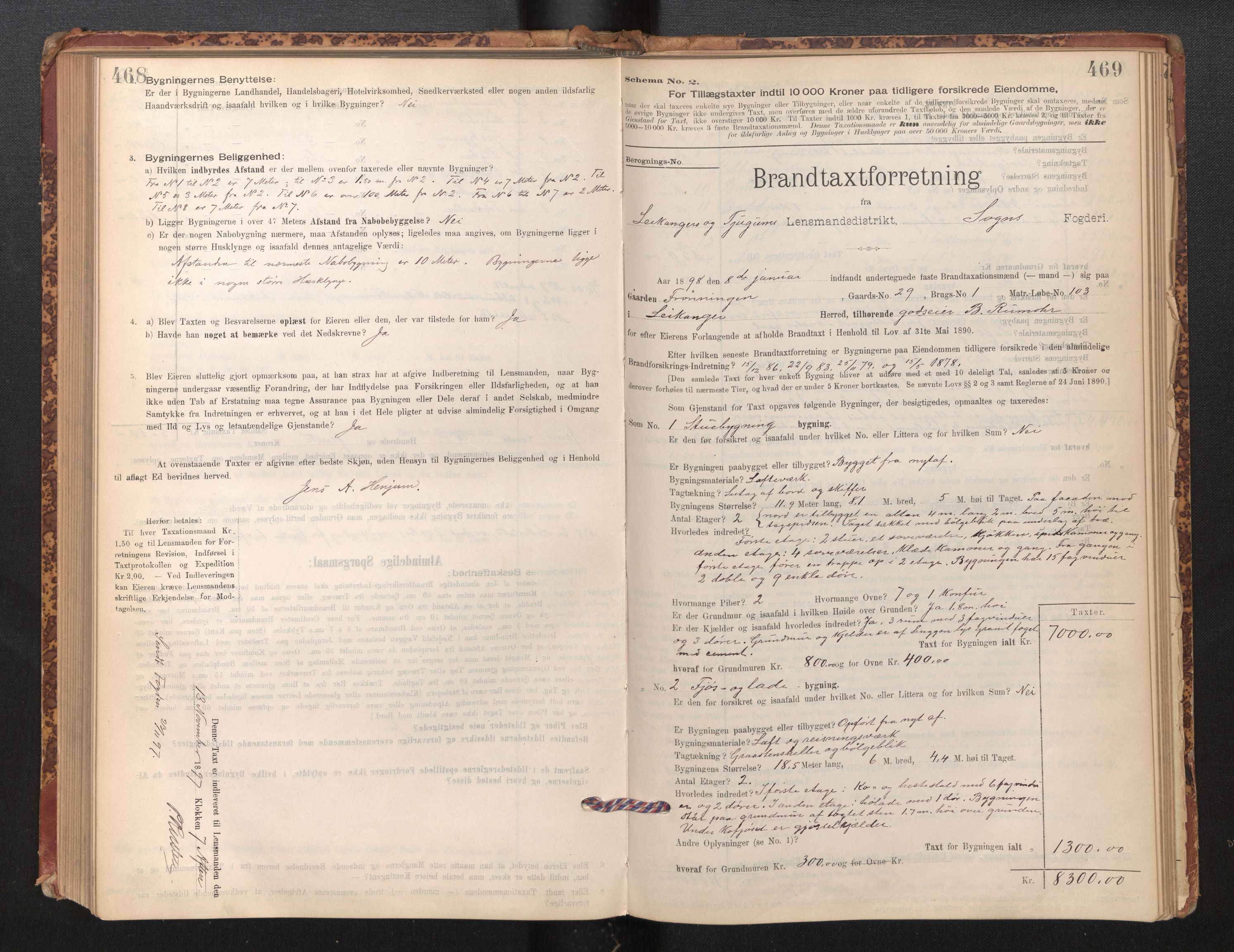 Lensmannen i Leikanger, SAB/A-29201/0012/L0004: Branntakstprotokoll, skjematakst, 1894-1903, p. 468-469