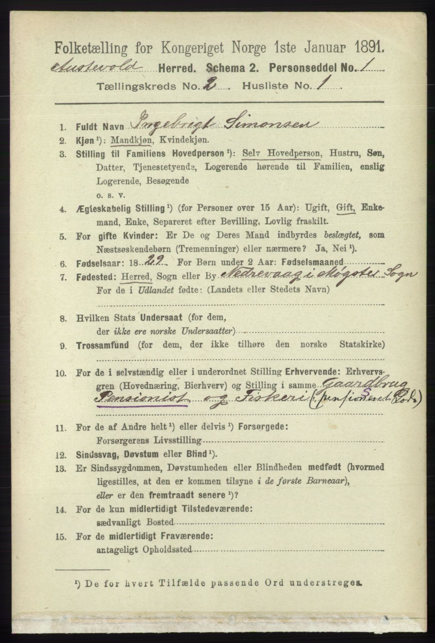 RA, 1891 census for 1244 Austevoll, 1891, p. 614