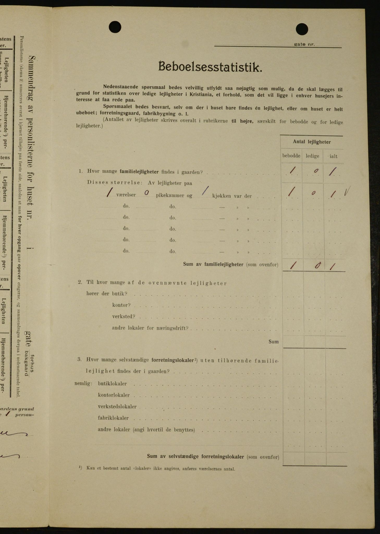 OBA, Municipal Census 1909 for Kristiania, 1909, p. 96461